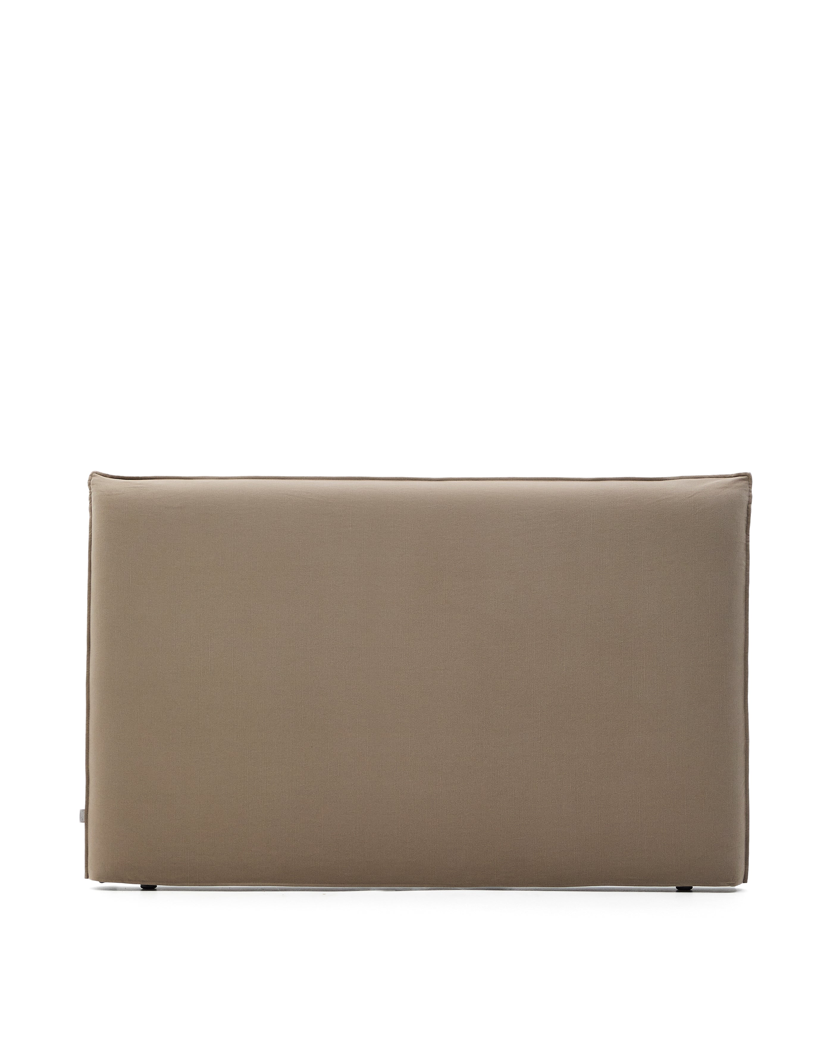 Jaira linen and cotton headboard cover in taupe for a 180 cm bed - Product Image
