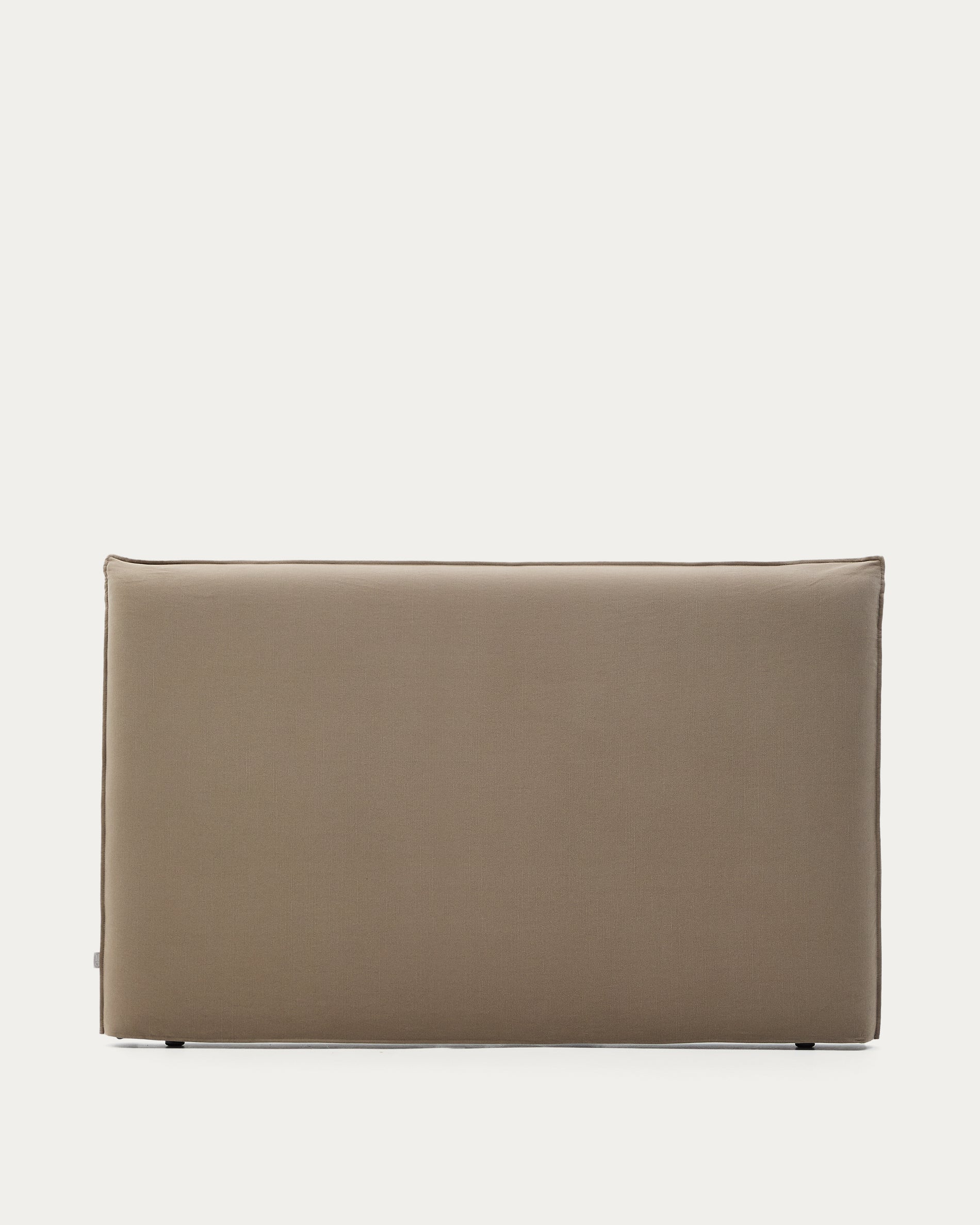 Jaira linen and cotton headboard cover in taupe for a 180 cm bed - Product View