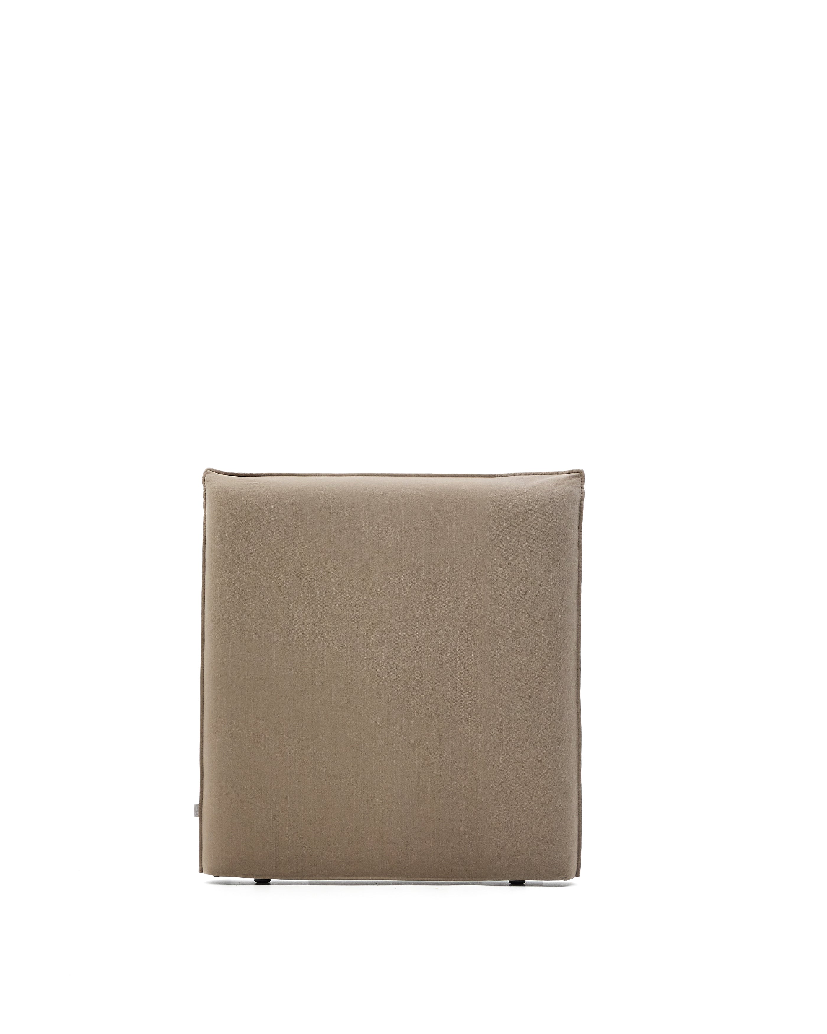 Jaira linen and cotton headboard cover in taupe for a 90 cm bed - Product Image