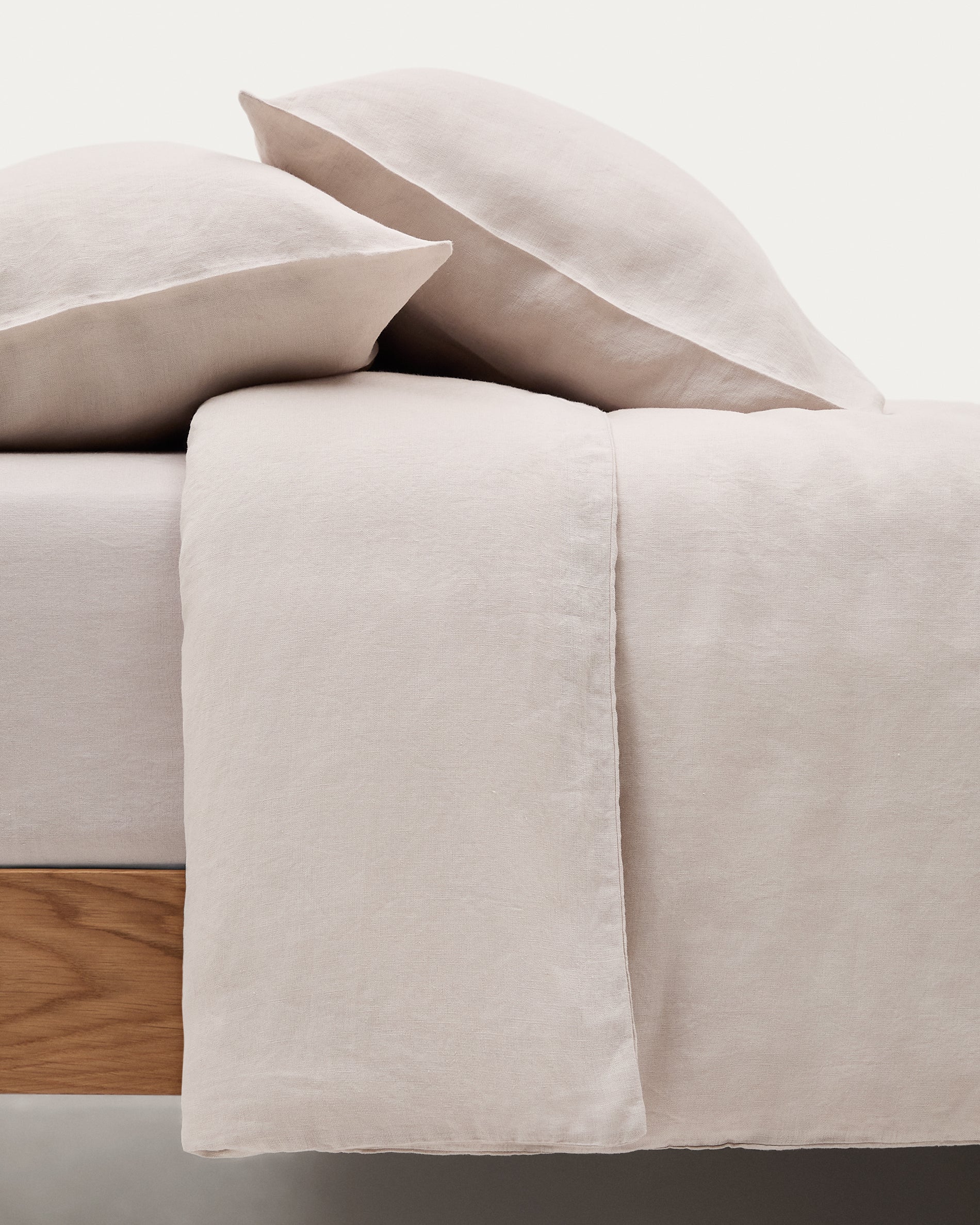 Simmel grey, cotton and linen duvet and pillow cover set, 90 cm bed - Product View