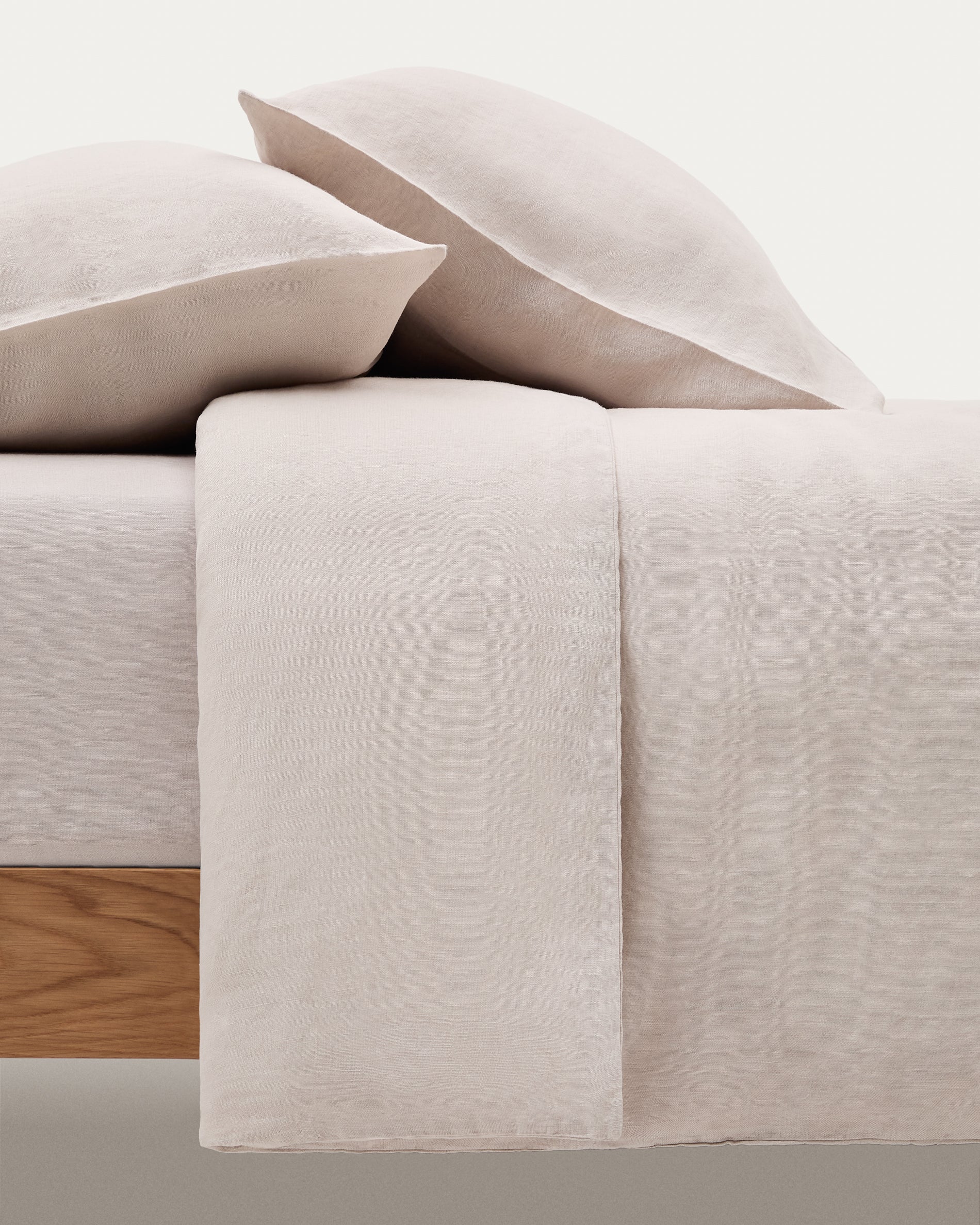 Simmel grey, cotton and linen, adjustable bottom sheet for a 150 cm bed - Detail
