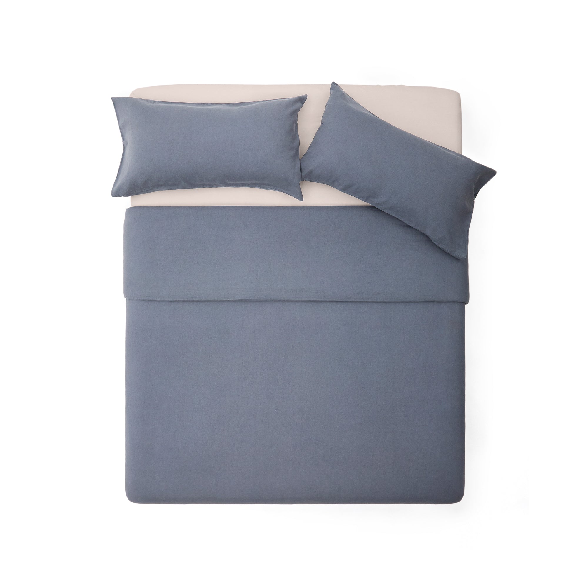 Simmel blue, cotton and linen bedspread and pillowcase set, for 180 cm bed