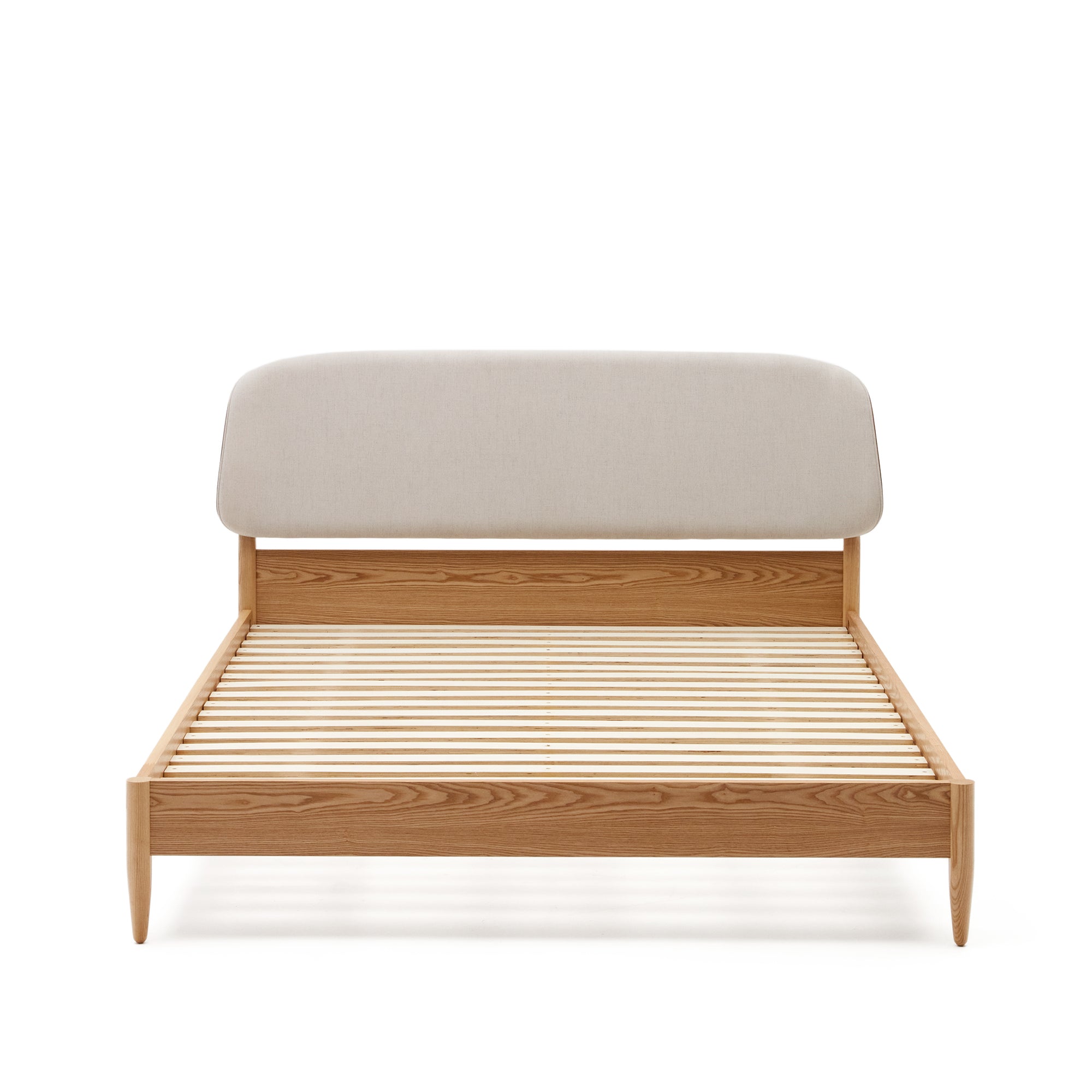 Octavia bed in ash plywood and white upholstered headboard FSC Mix Credit 160 x 200 cm - Product Image