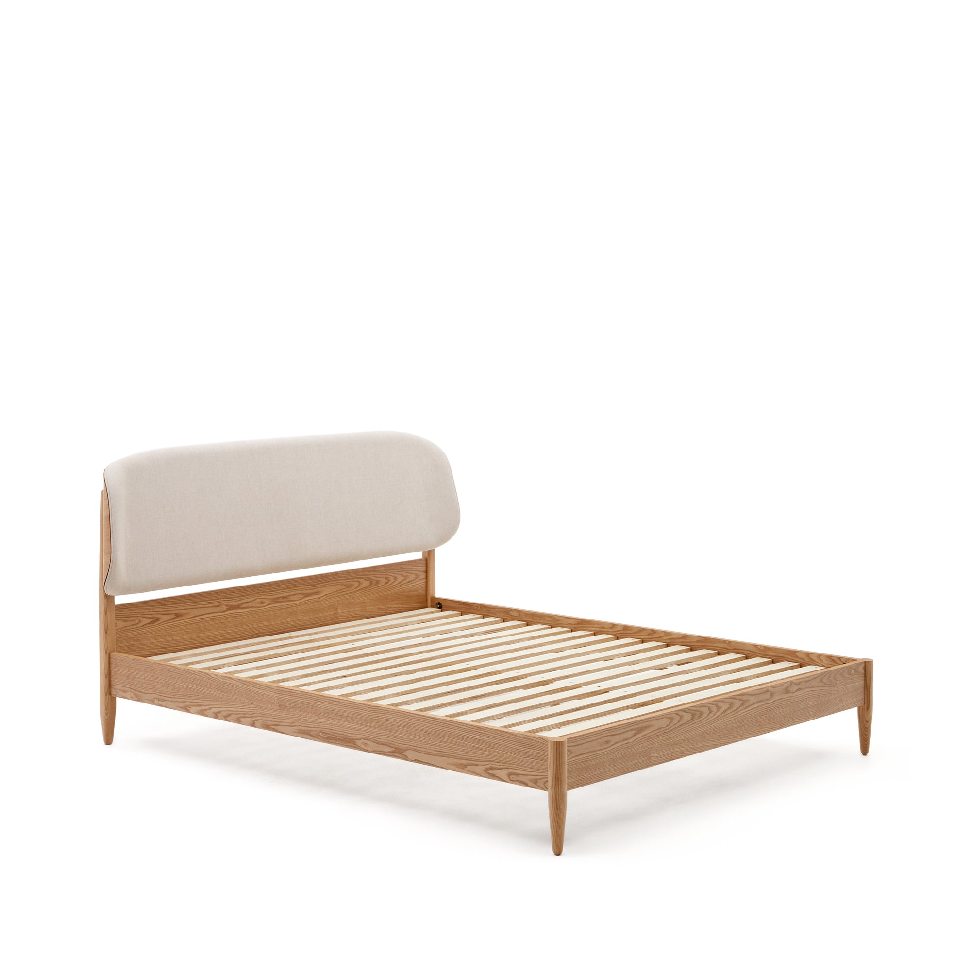 Octavia bed in ash plywood and white upholstered headboard FSC Mix Credit 160 x 200 cm - Product Image