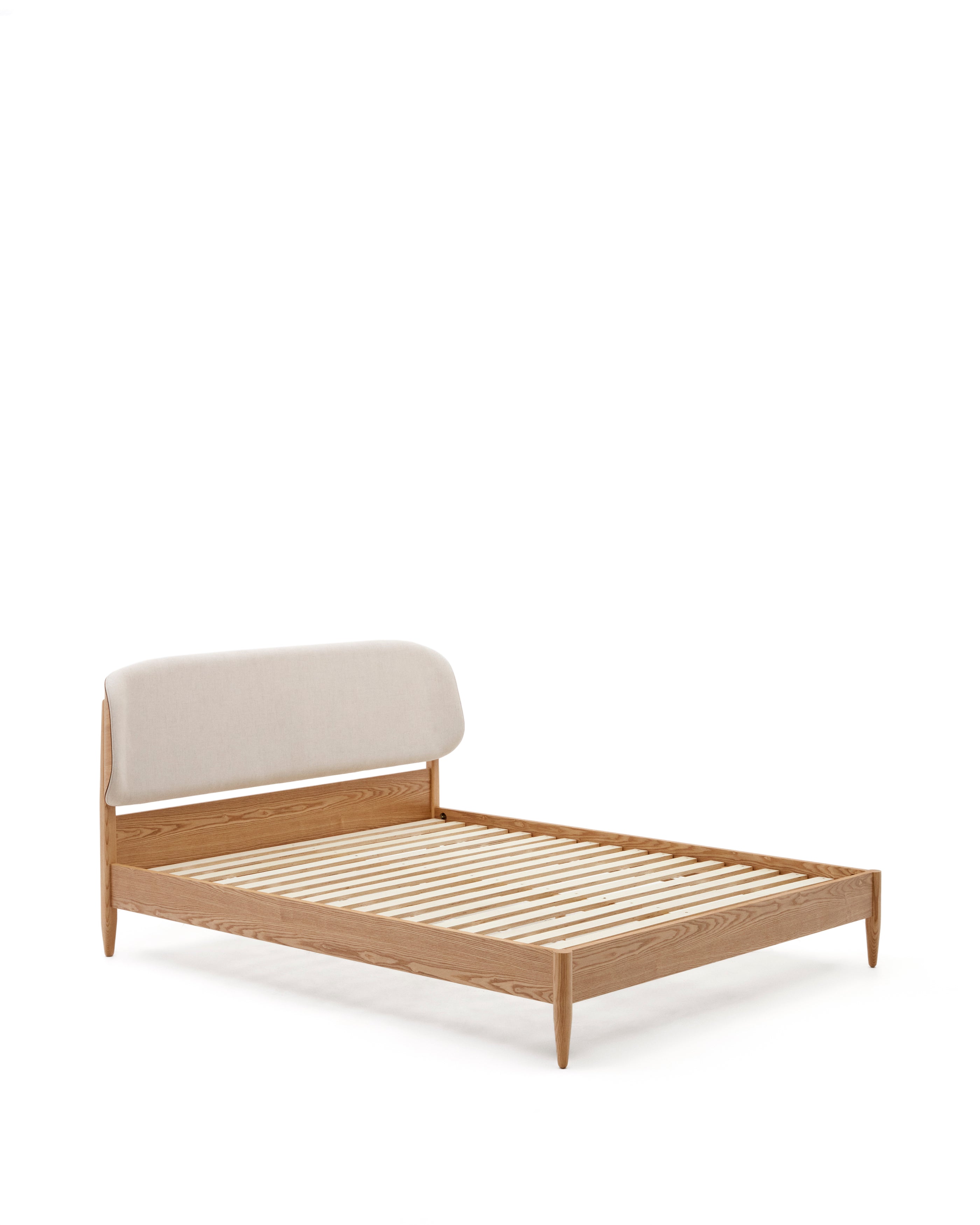 Octavia bed in ash plywood and white upholstered headboard FSC Mix Credit 160 x 200 cm - Product Image
