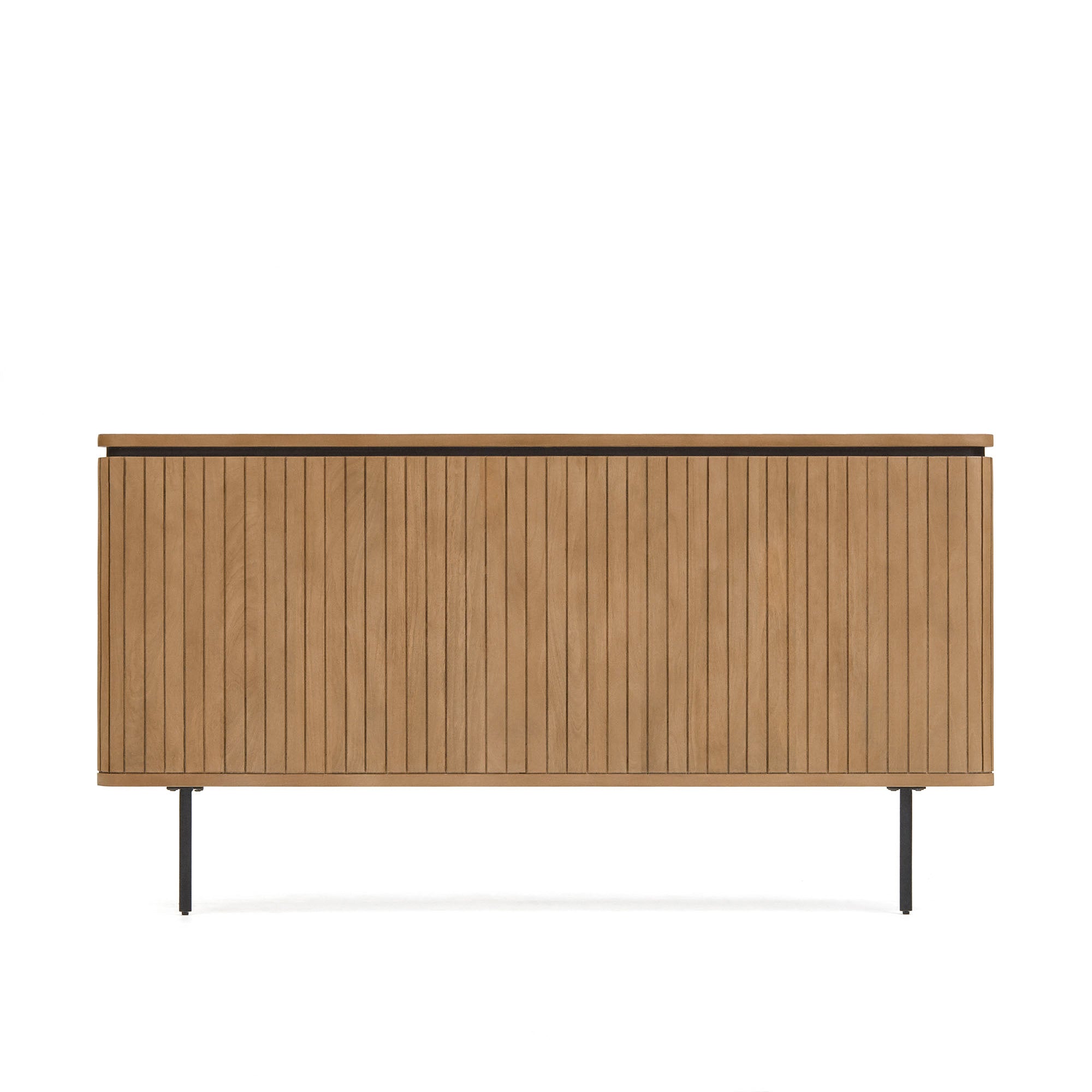 Licia solid mango wood and metal headboard with a black finish, for 180 cm beds - Product Image