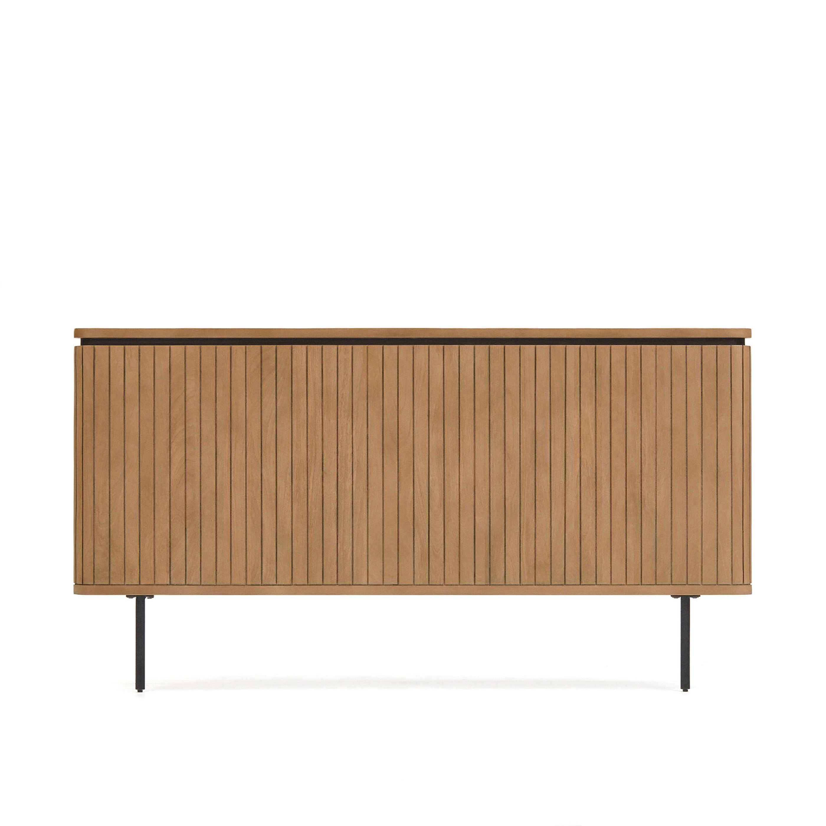 Licia solid mango wood and metal headboard with a black finish, for 180 cm beds - Product Image