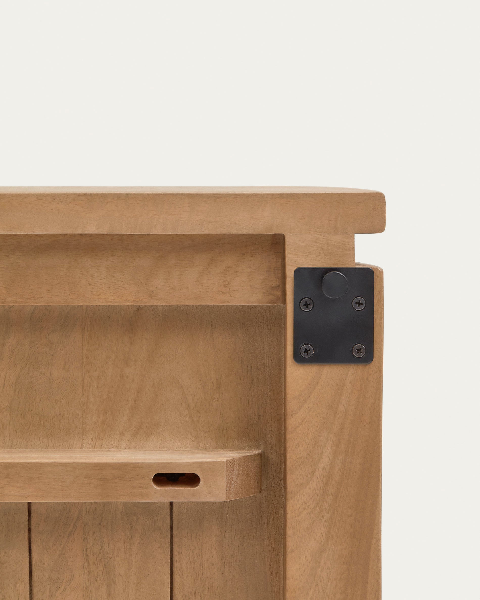 Licia solid mango wood and metal headboard with a black finish, for 180 cm beds - Detail