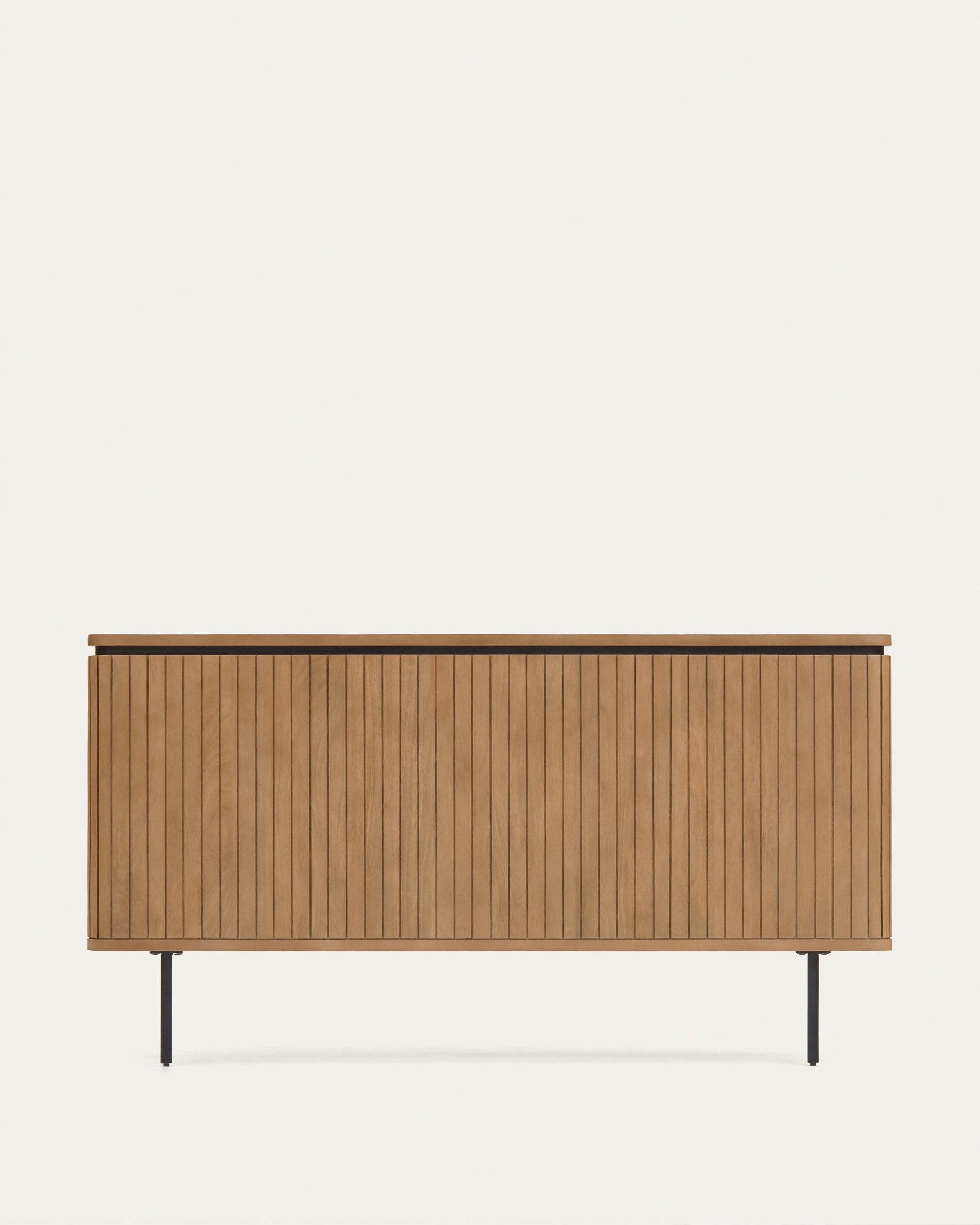 Licia solid mango wood and metal headboard with a black finish, for 180 cm beds - Product View