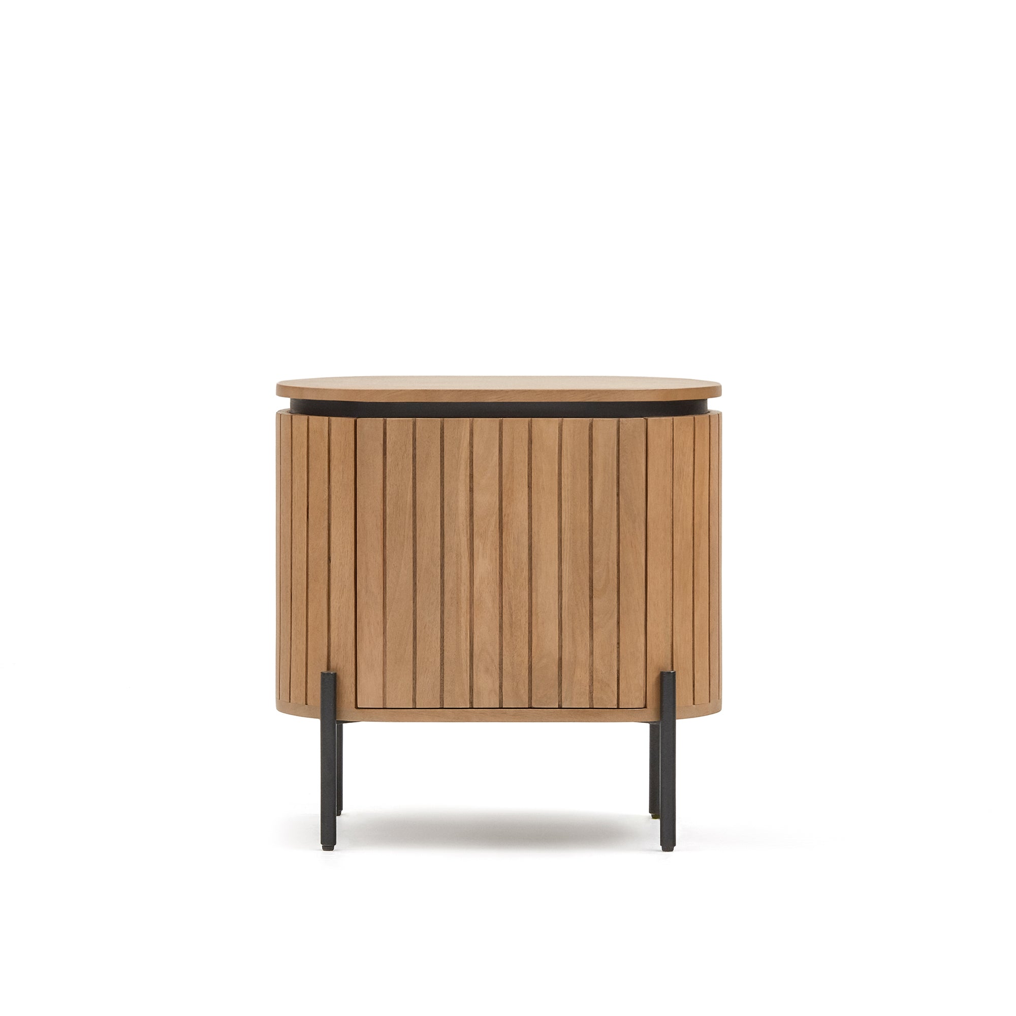 Licia mango wood bedside table with 1 door, with a natural finish and metal, 55 x 55 cm - Product Image