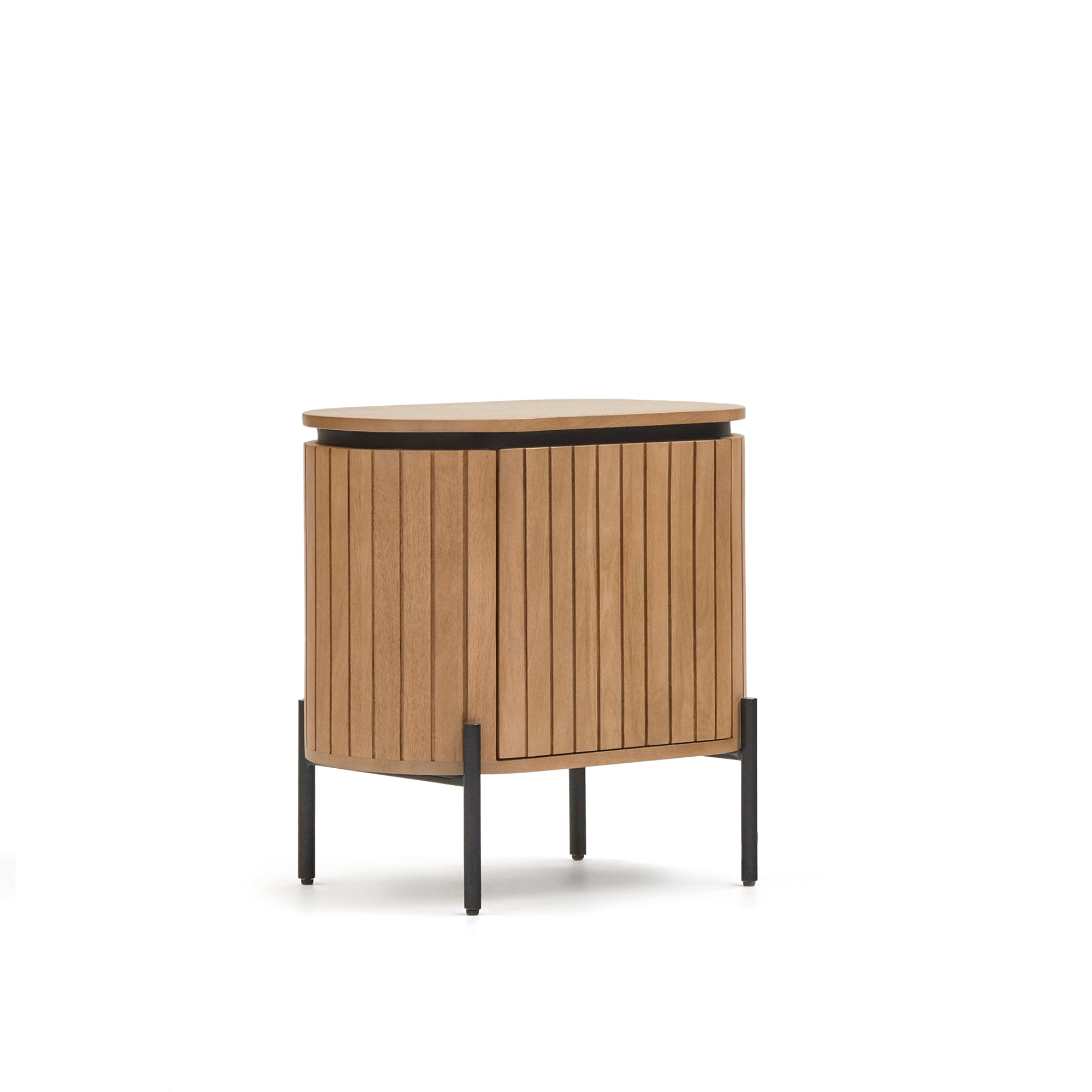 Licia mango wood bedside table with 1 door, with a natural finish and metal, 55 x 55 cm - Product Image