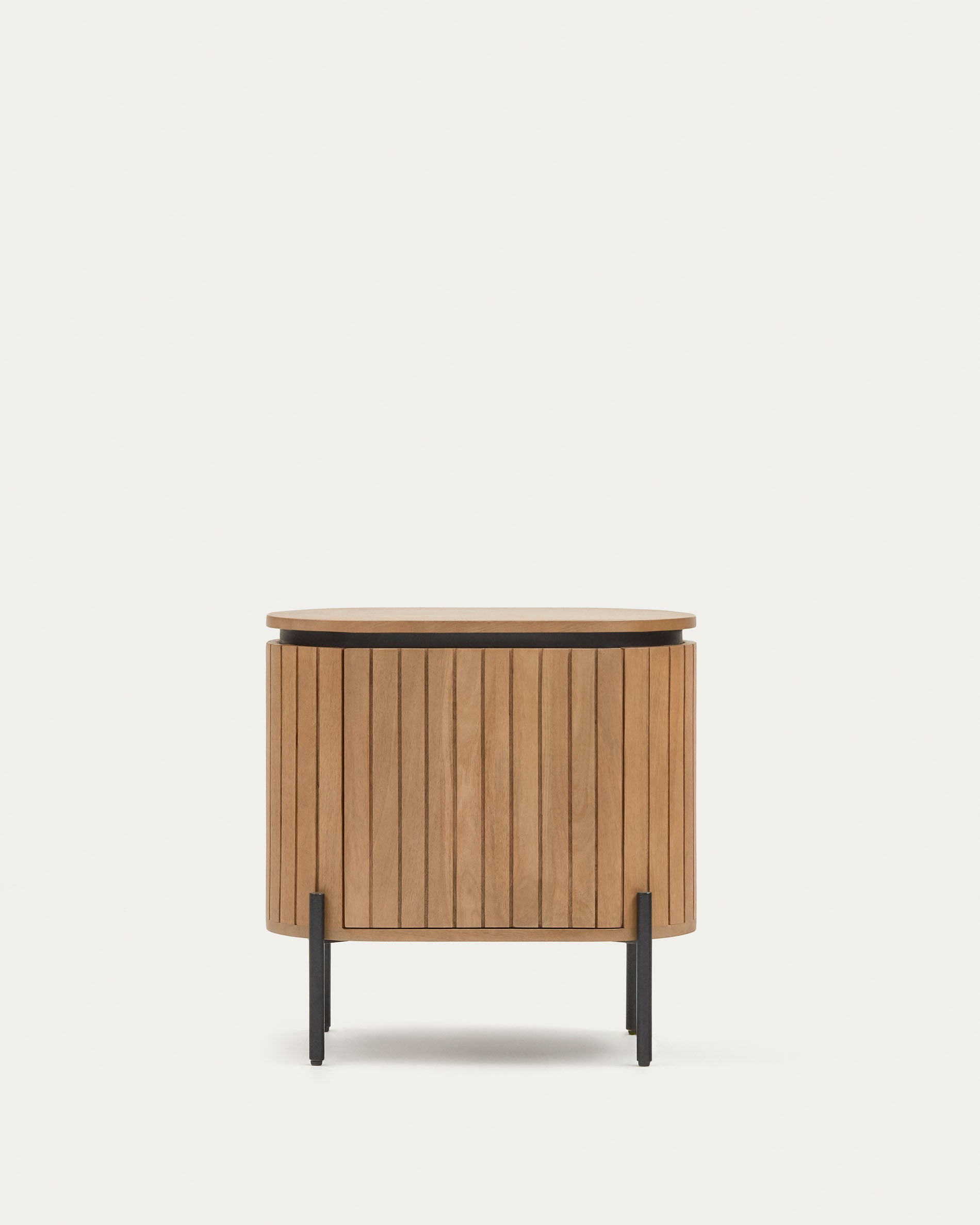 Licia mango wood bedside table with 1 door, with a natural finish and metal, 55 x 55 cm - Product View