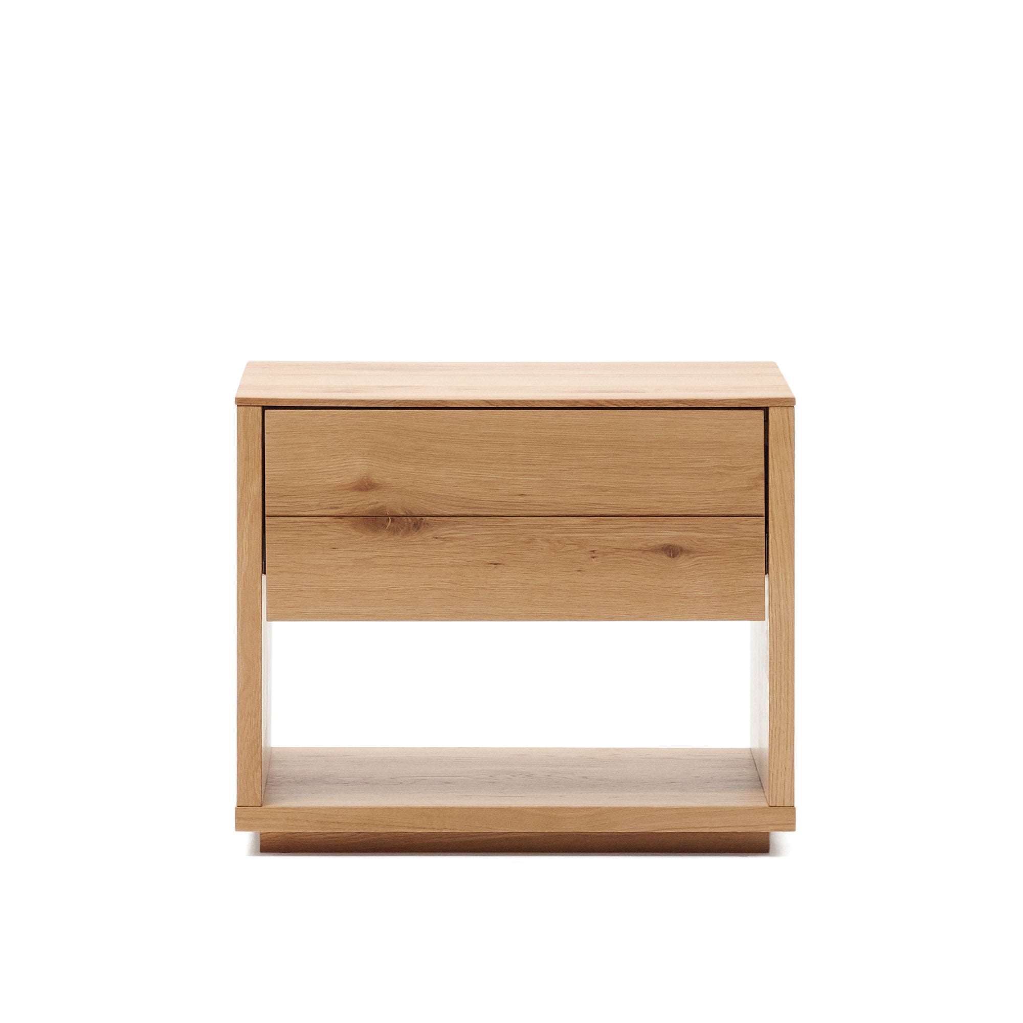 Alguema bedside table in oak wood veneer with natural finish, 60 x 50 cm - Product Image