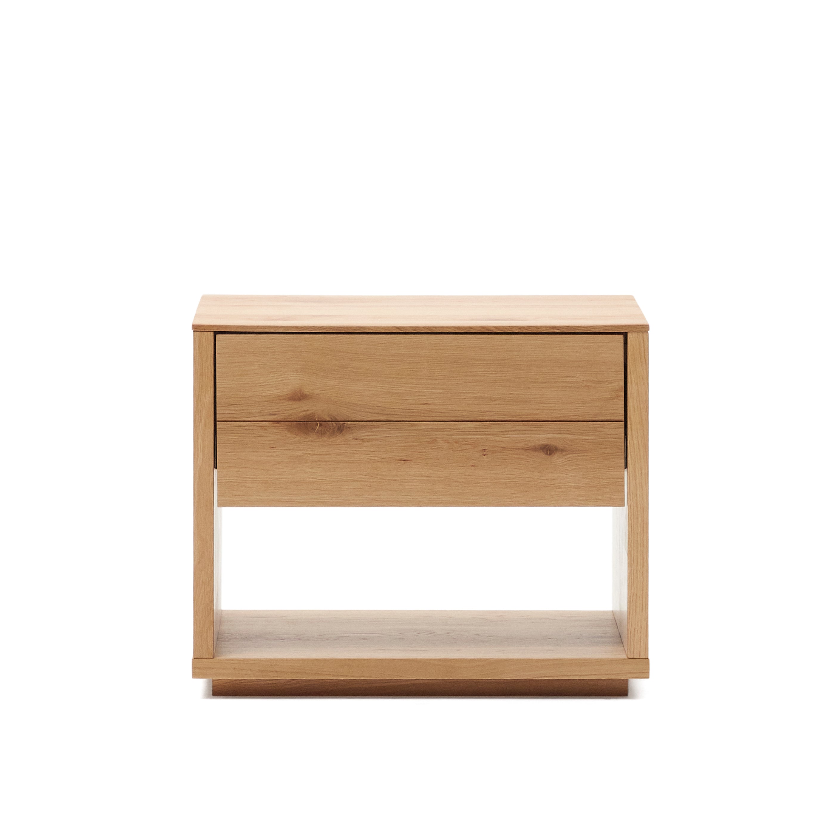 Alguema bedside table in oak wood veneer with natural finish, 60 x 50 cm - Product Image