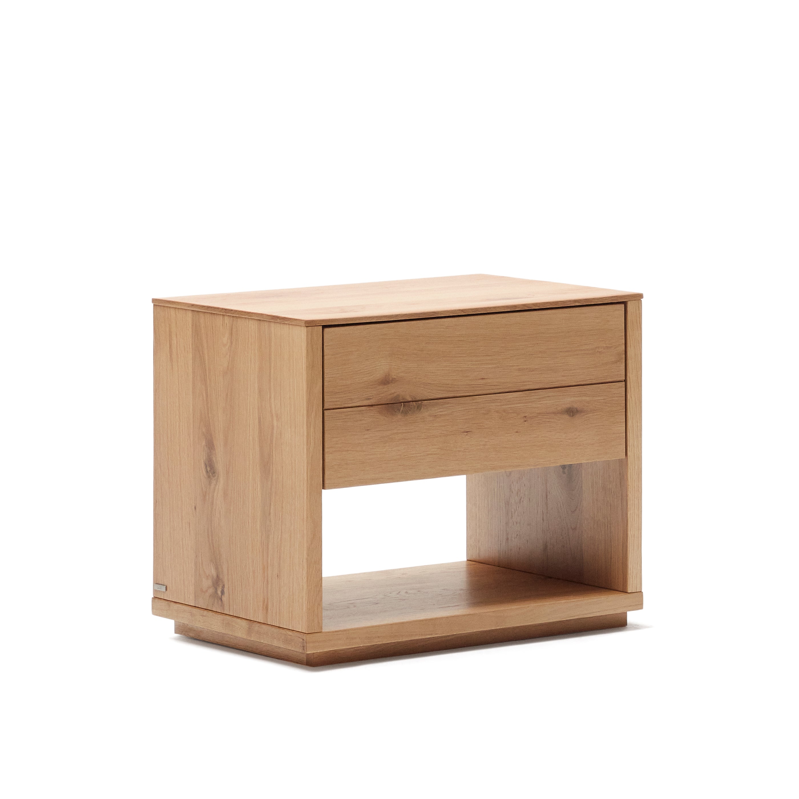 Alguema bedside table in oak wood veneer with natural finish, 60 x 50 cm - Product Image