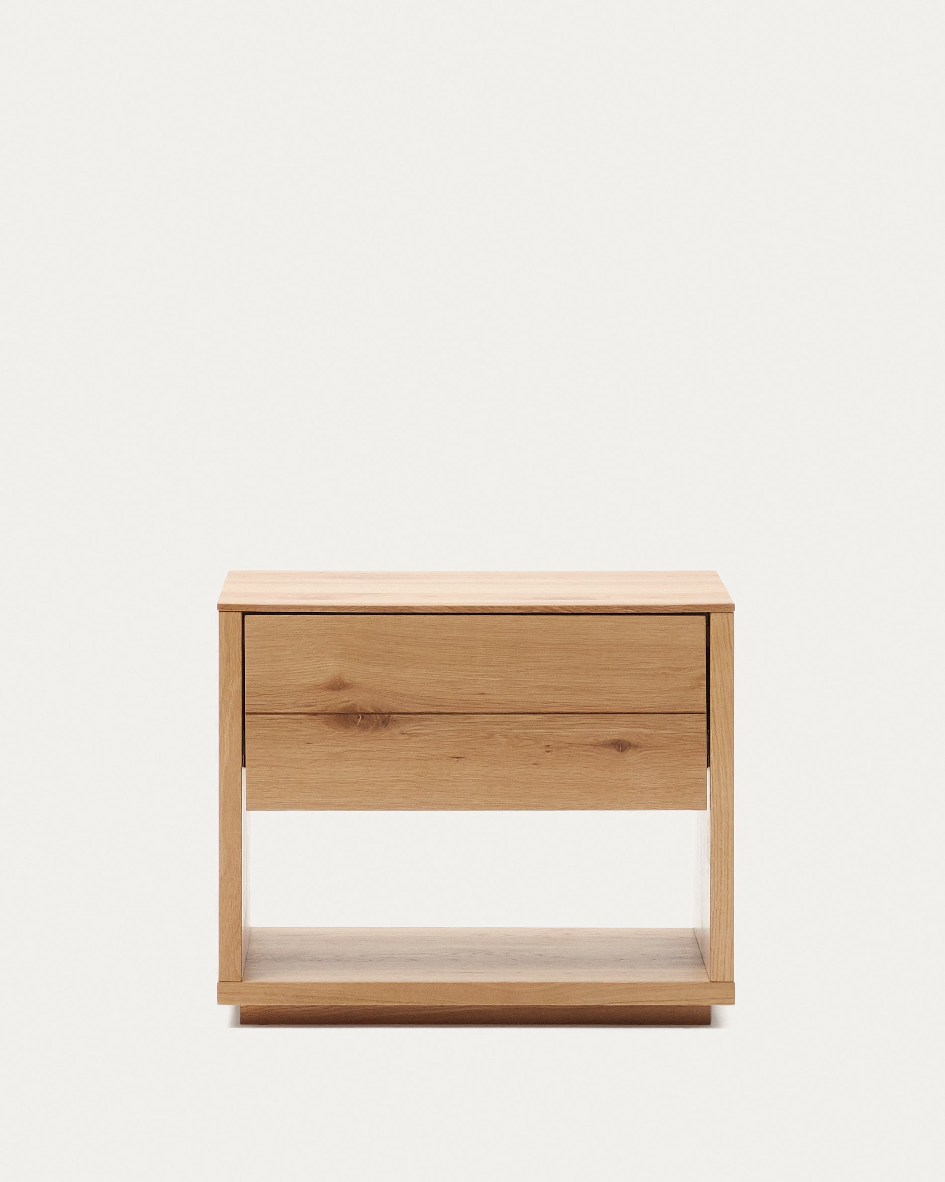 Alguema bedside table in oak wood veneer with natural finish, 60 x 50 cm - Product View