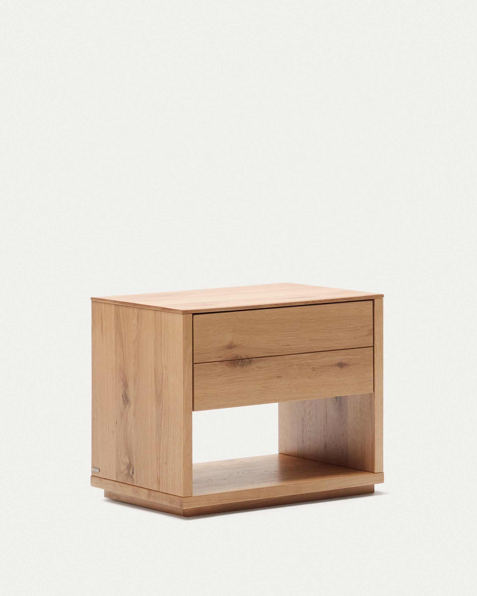 Alguema bedside table in oak wood veneer with natural finish, 60 x 50 cm - Product View