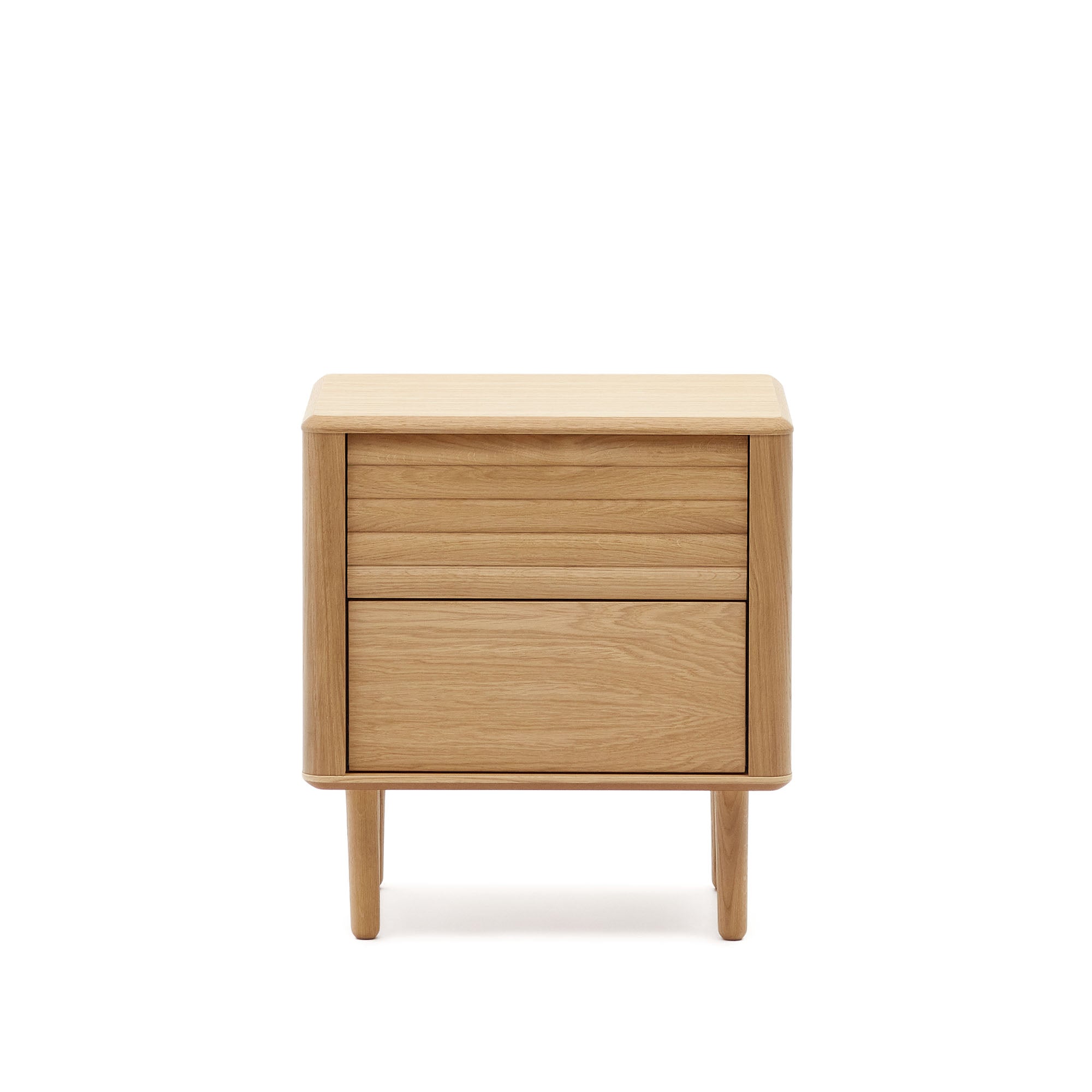 Lenon oak wood and veneer bedside table with 2 drawers, 50 x 55 cm FSC MIX Credit - Product Image