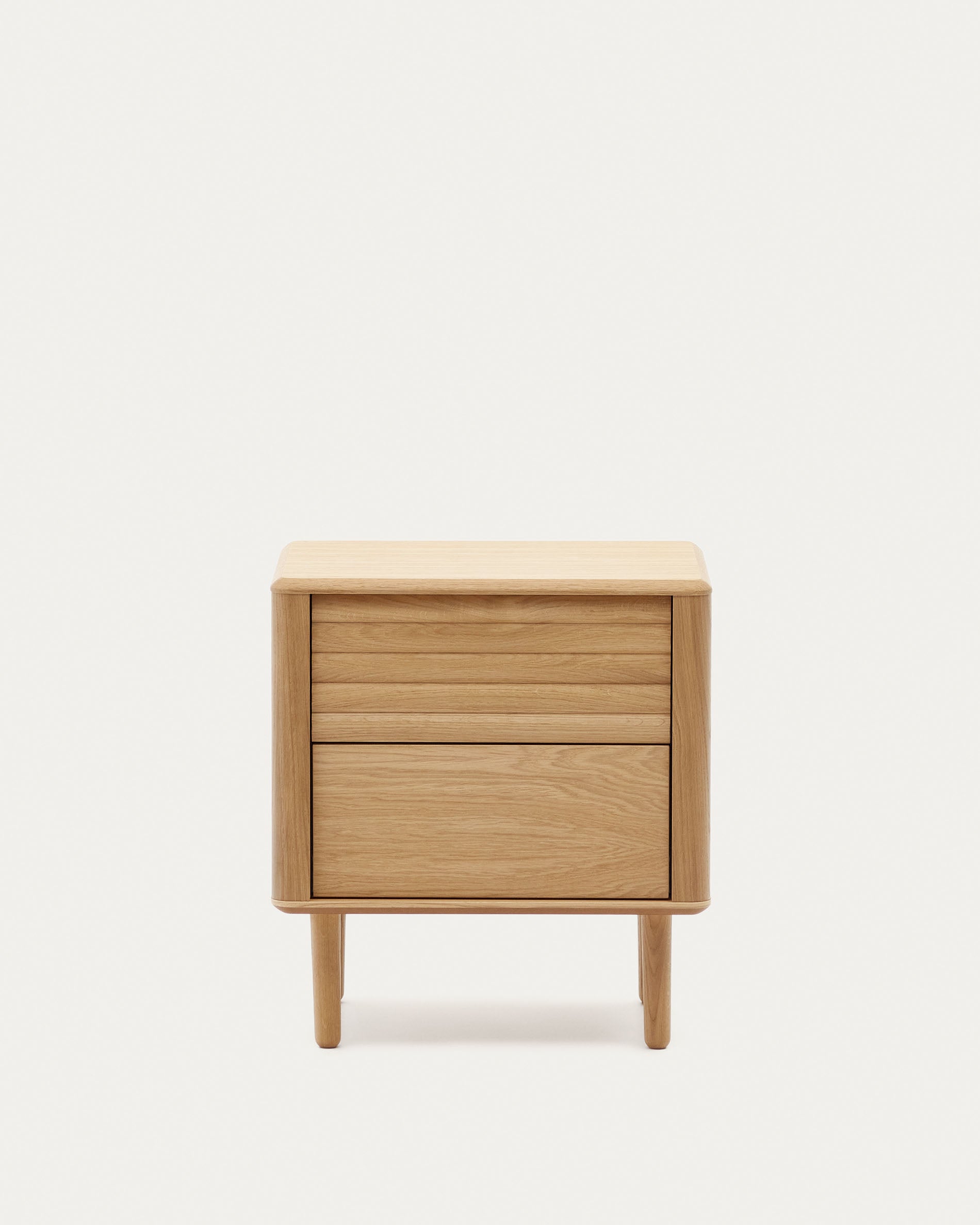 Lenon oak wood and veneer bedside table with 2 drawers, 50 x 55 cm FSC MIX Credit - Product View