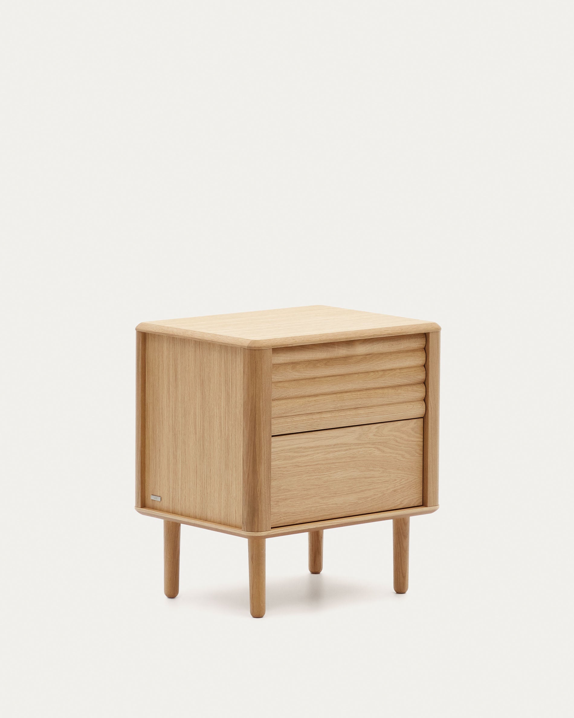 Lenon oak wood and veneer bedside table with 2 drawers, 50 x 55 cm FSC MIX Credit - Product View