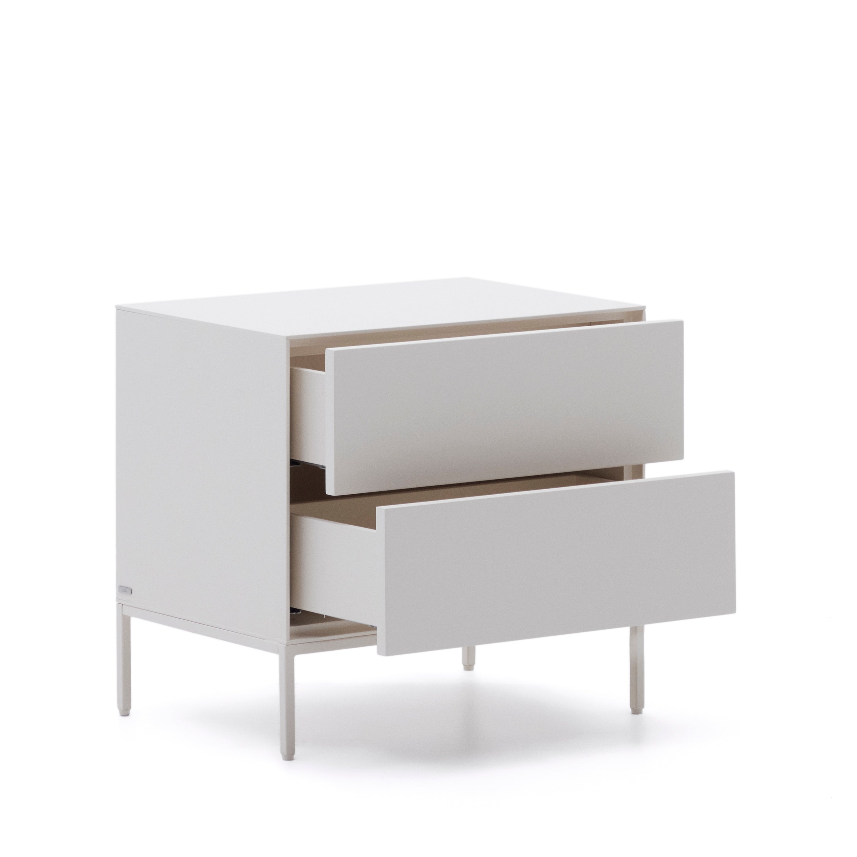 Vedrana two-drawer bedside table white lacquered MDF 60 x 55 cm - Product Image