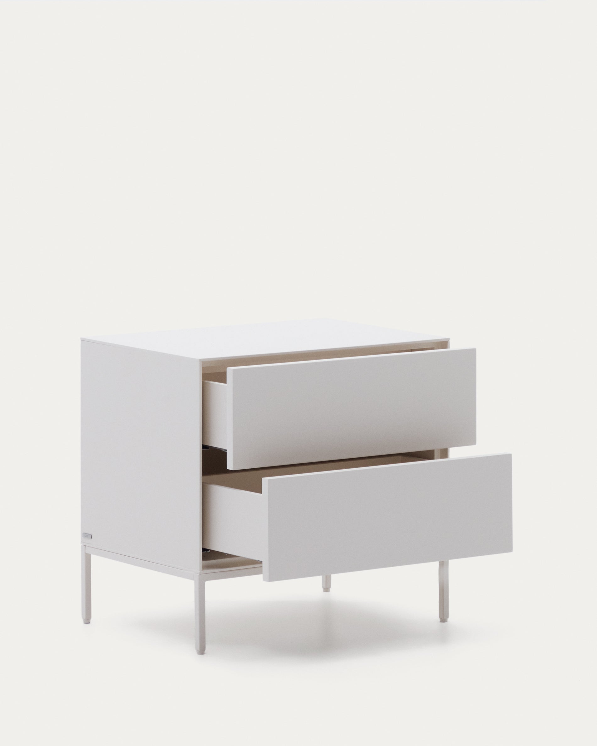 Vedrana two-drawer bedside table white lacquered MDF 60 x 55 cm - Product View