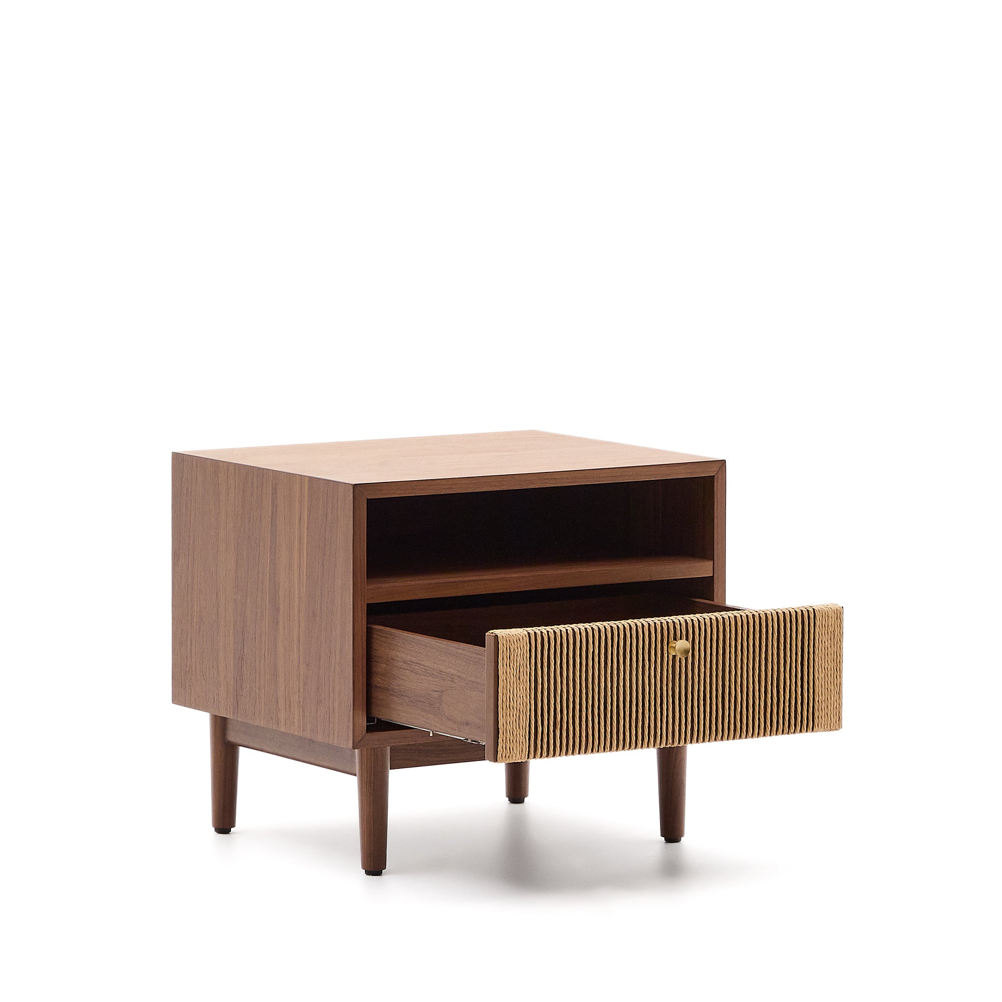 Elan bedside table in veneer and solid walnut with cord 51x45cm FSC Mix Credit - Product Image