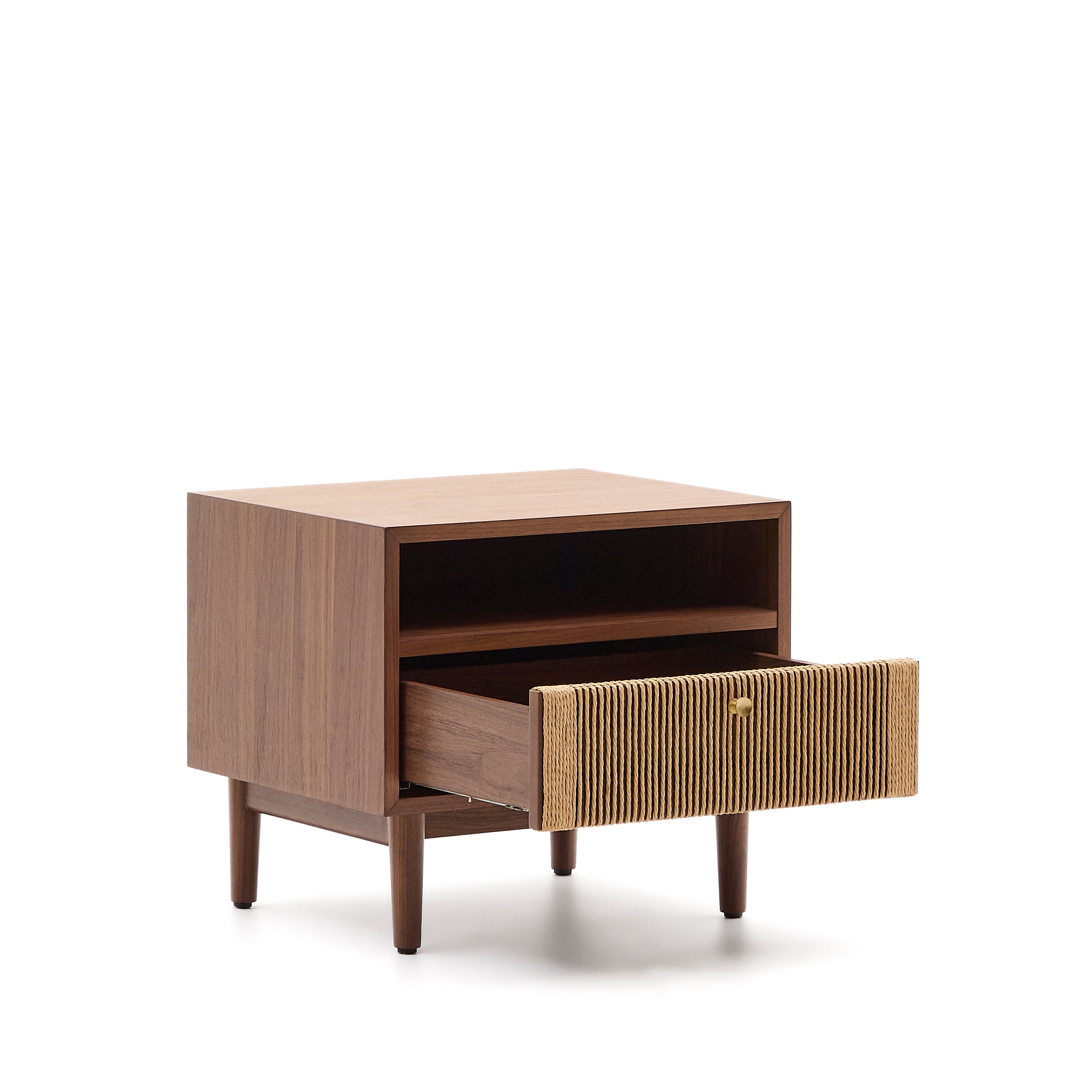 Elan bedside table in veneer and solid walnut with cord 51x45cm FSC Mix Credit - Product Image