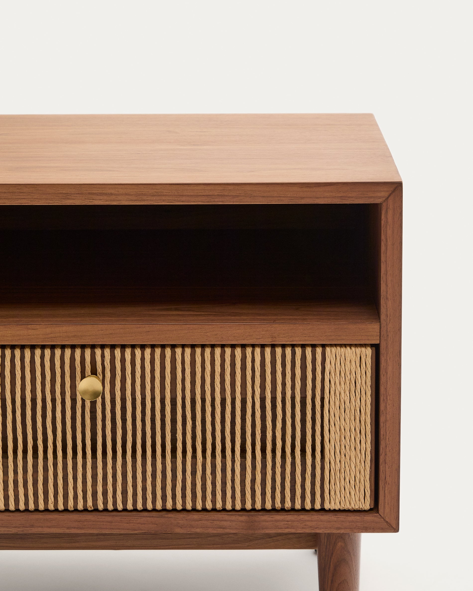Elan bedside table in veneer and solid walnut with cord 51x45cm FSC Mix Credit - Detail