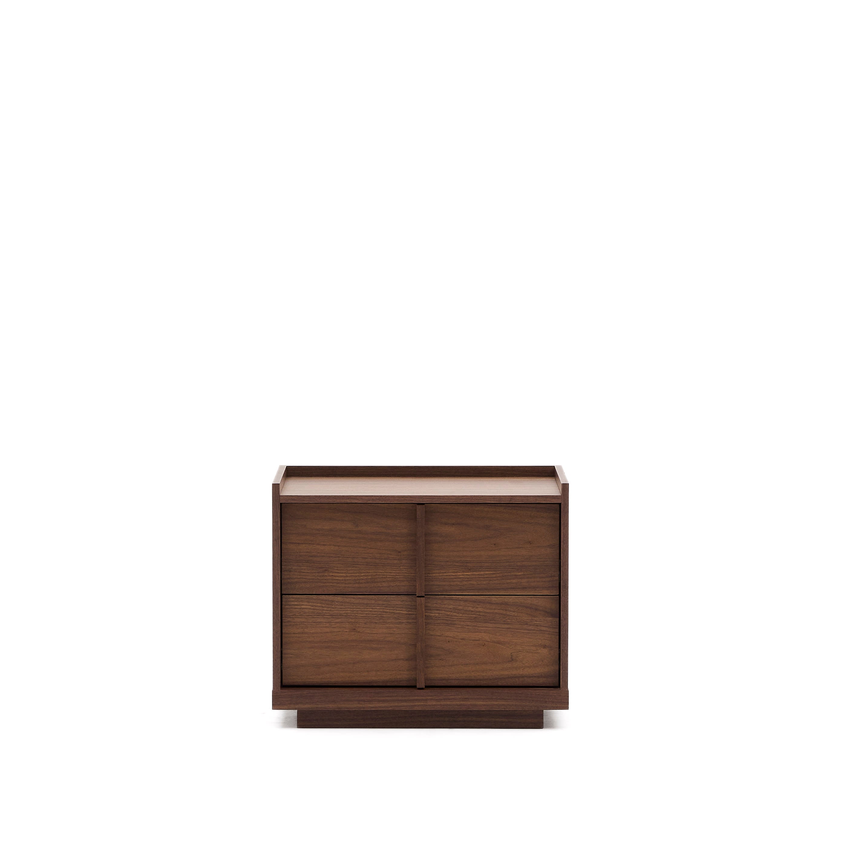 Onix nightstand with 2 drawers, walnut veneer with dark finish, 60 x 59 cm