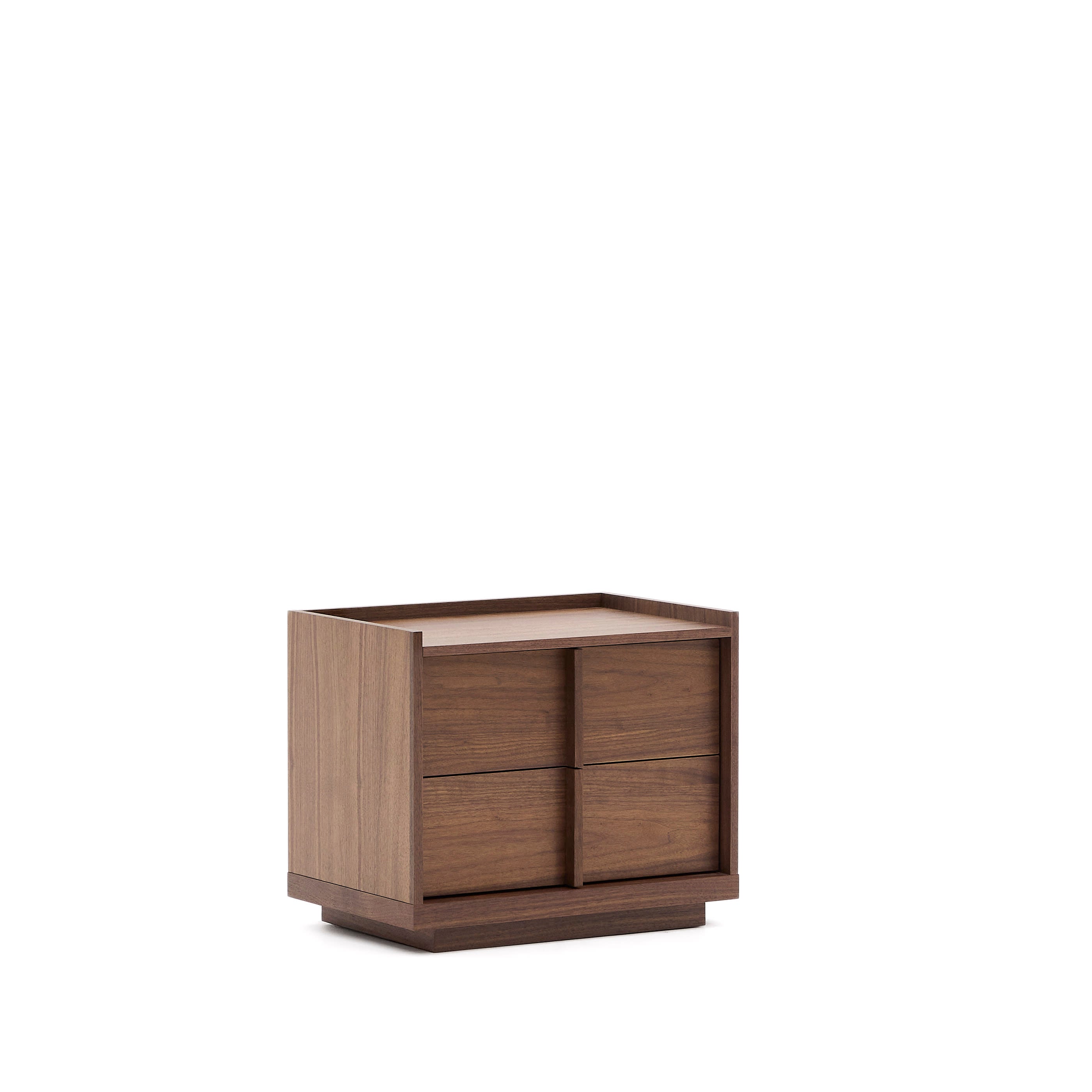 Onix nightstand with 2 drawers, walnut veneer with dark finish, 60 x 59 cm