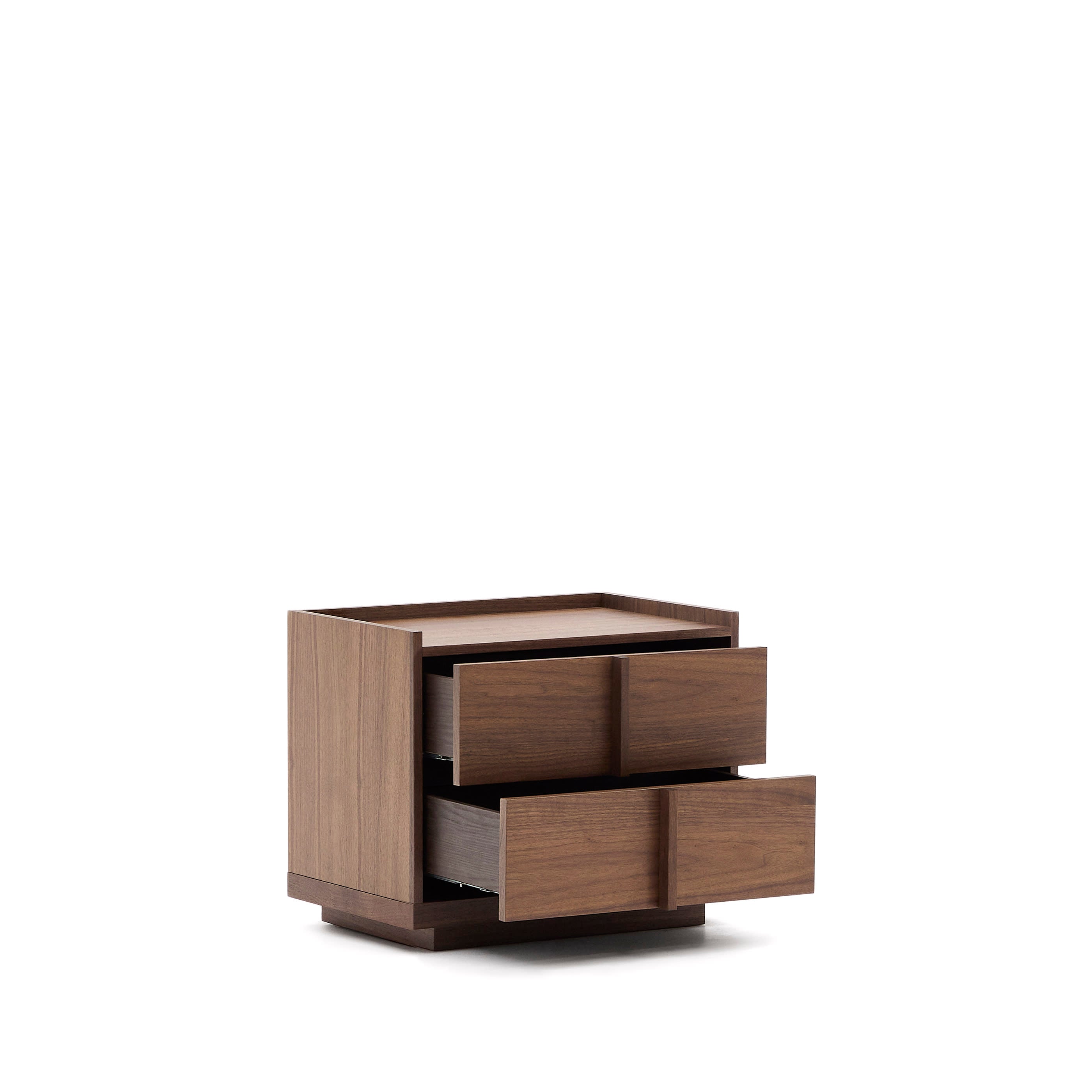 Onix nightstand with 2 drawers, walnut veneer with dark finish, 60 x 59 cm