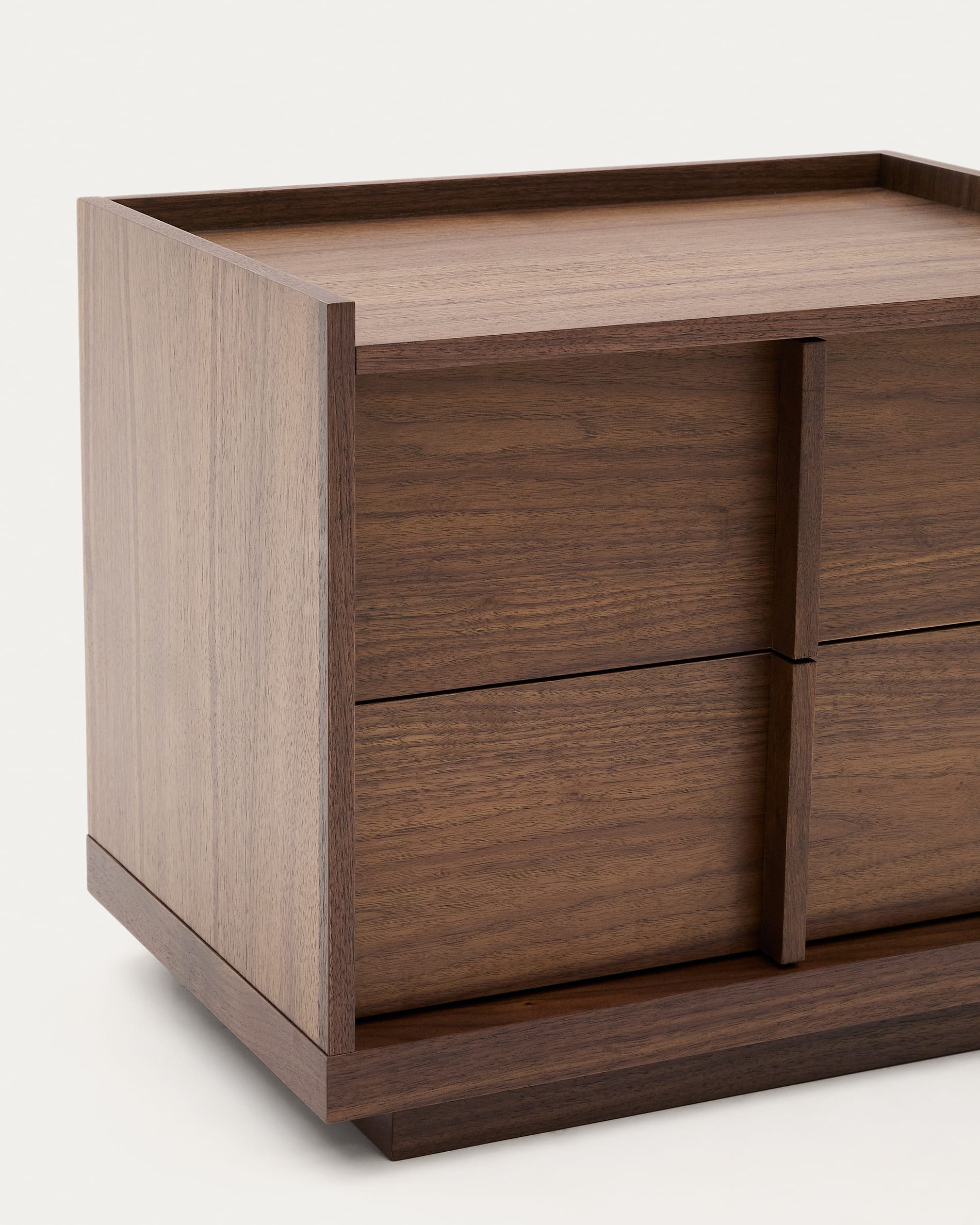 Onix nightstand with 2 drawers, walnut veneer with dark finish, 60 x 59 cm