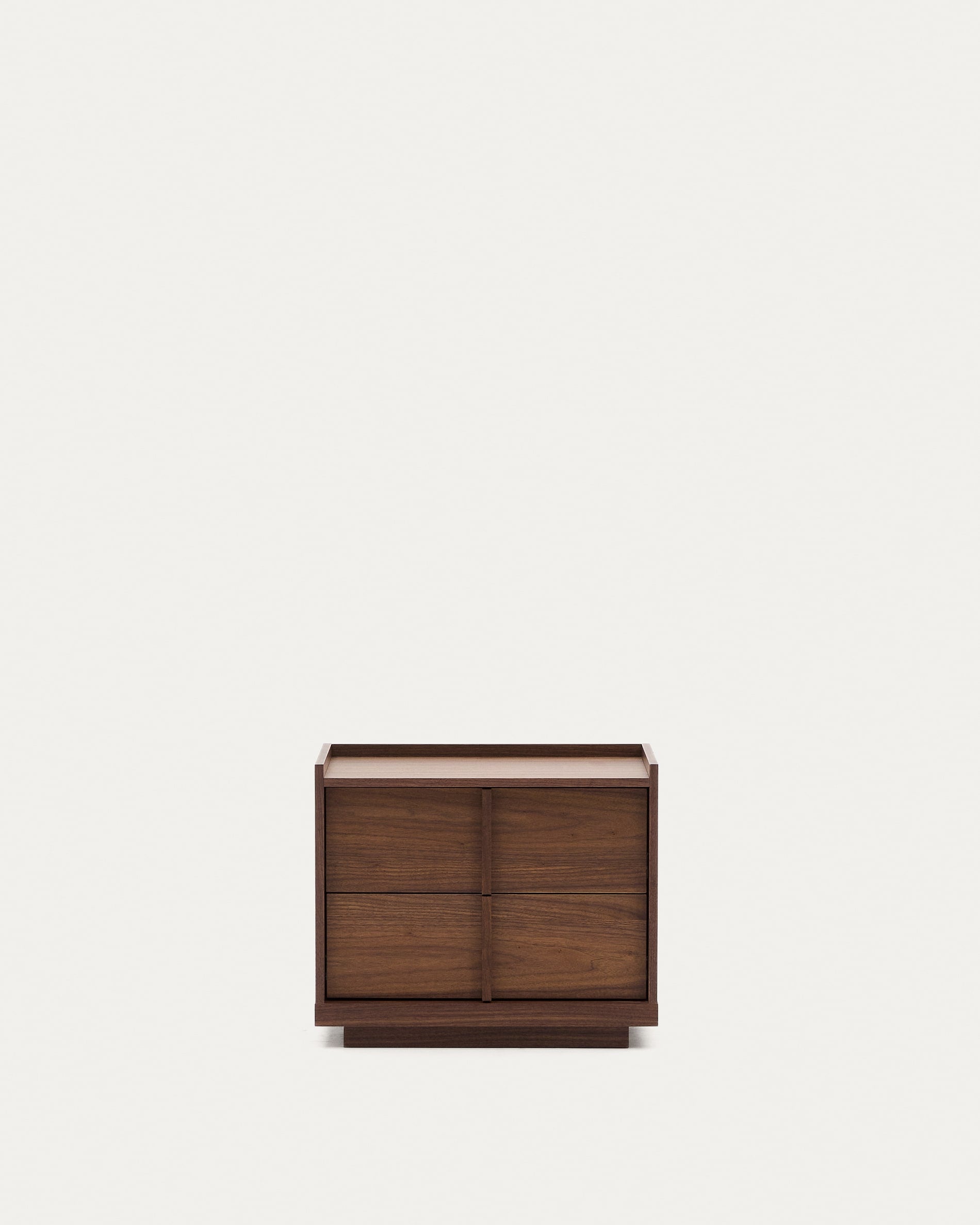 Onix nightstand with 2 drawers, walnut veneer with dark finish, 60 x 59 cm