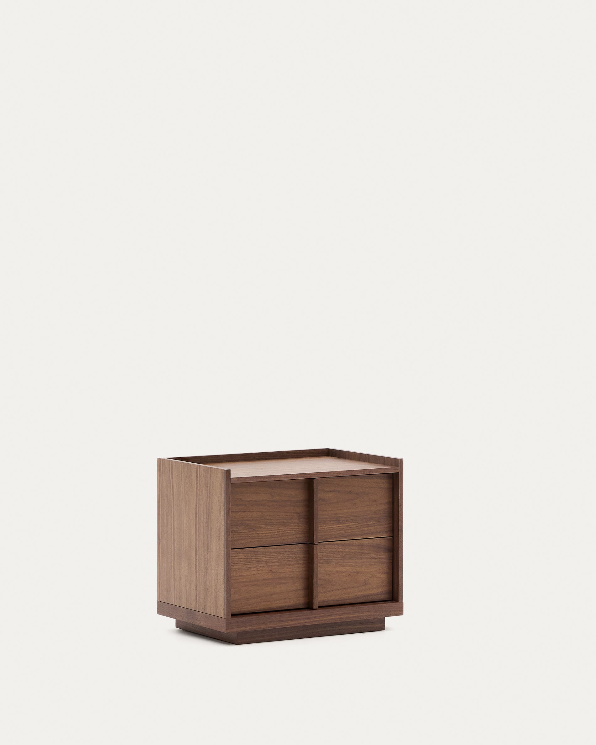 Onix nightstand with 2 drawers, walnut veneer with dark finish, 60 x 59 cm