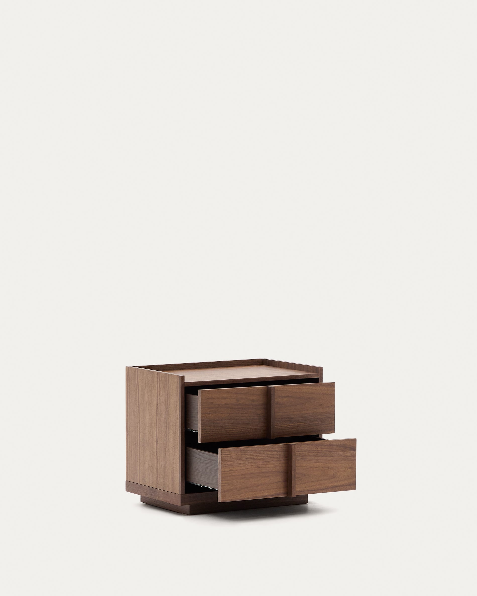 Onix nightstand with 2 drawers, walnut veneer with dark finish, 60 x 59 cm