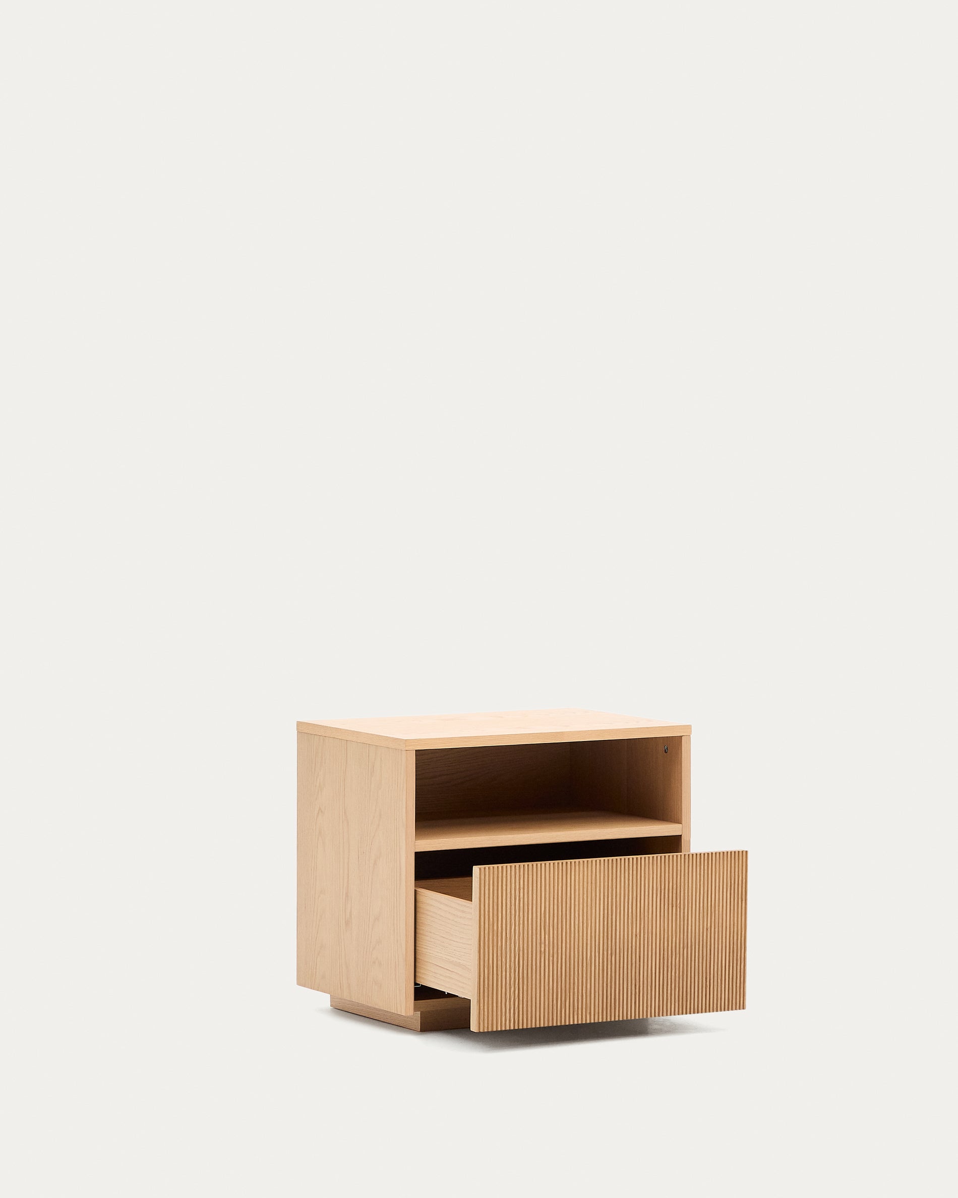 Helvine bedside table with 1 drawer in oak veneer, 60 x 52 cm FSC 100% - Product View