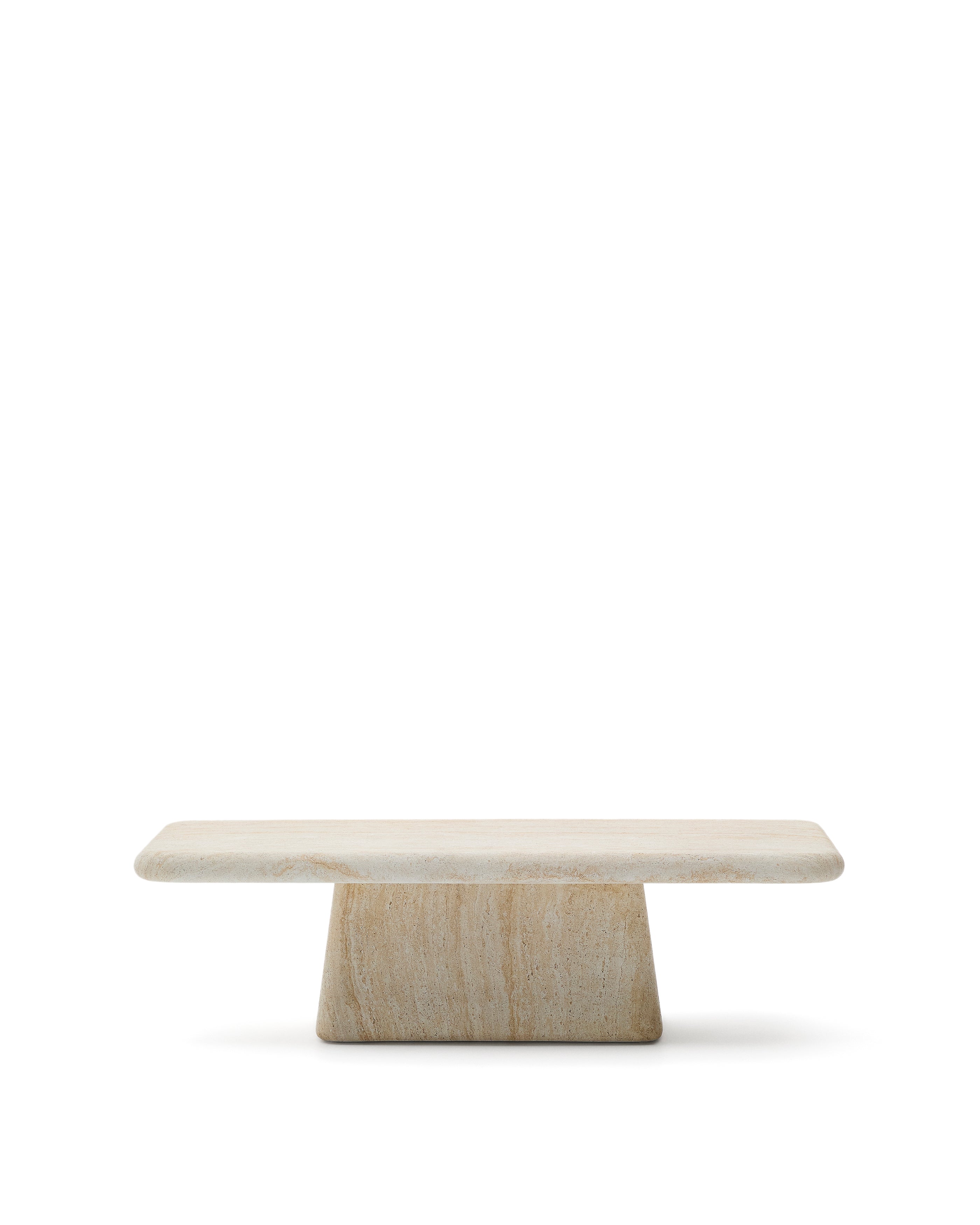 Drasi coffee table in cement with travertine-effect finish 140 x 70cm - Product Image