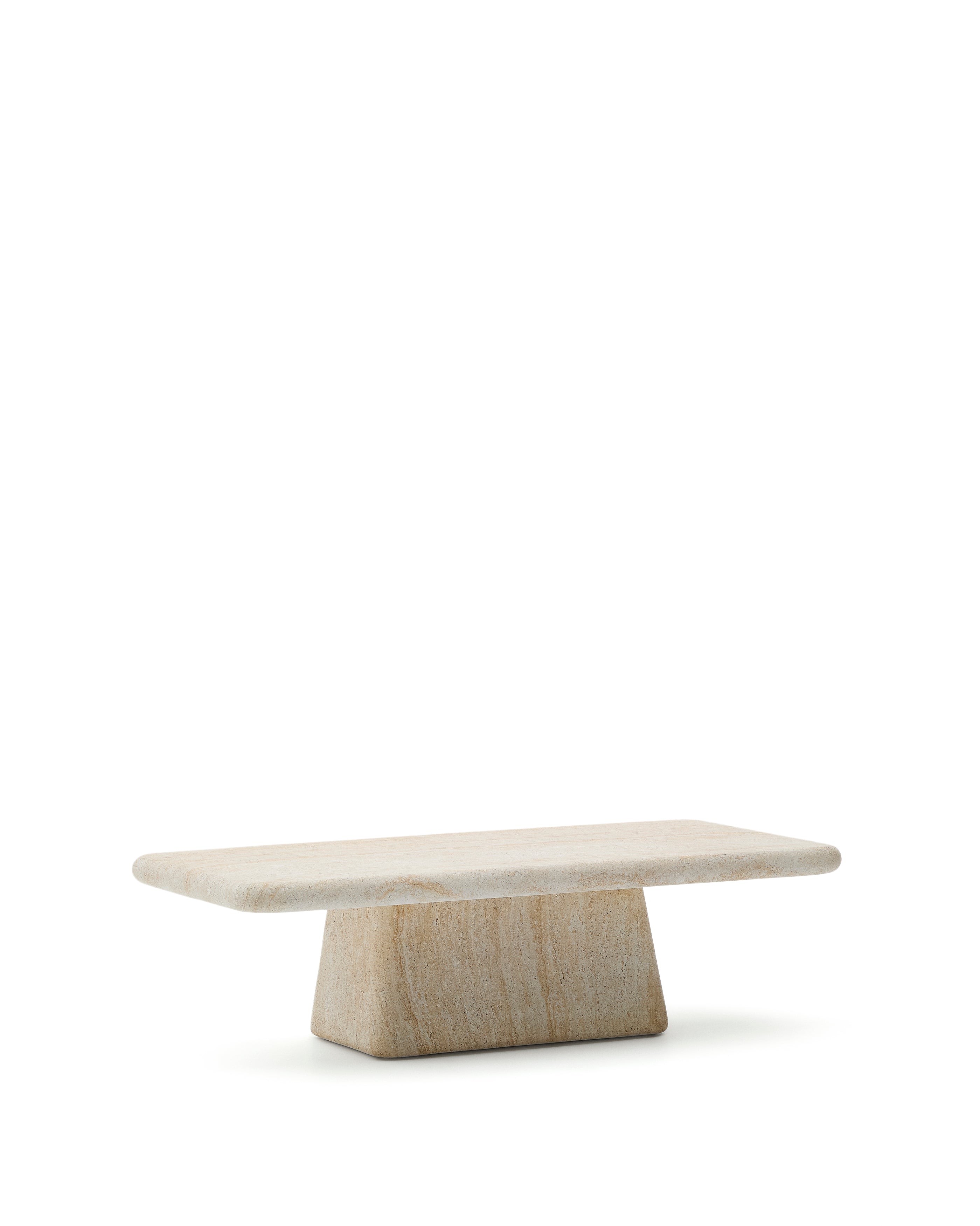 Drasi coffee table in cement with travertine-effect finish 140 x 70cm - Product Image