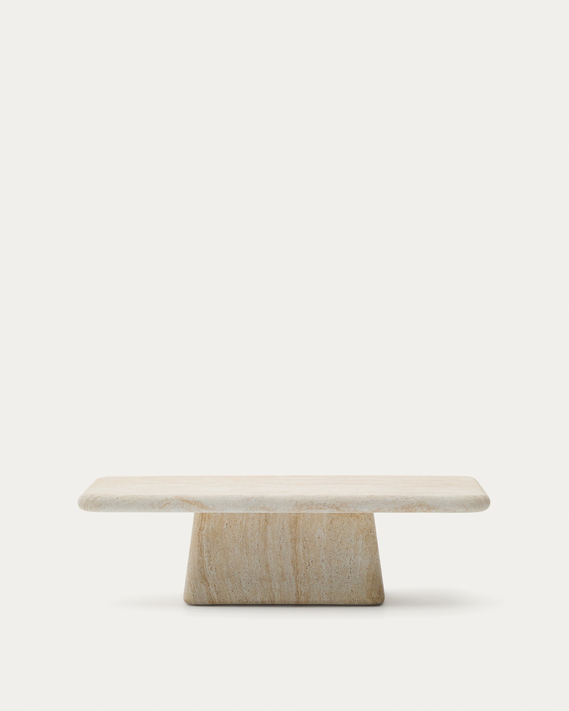 Drasi coffee table in cement with travertine-effect finish 140 x 70cm - Product View