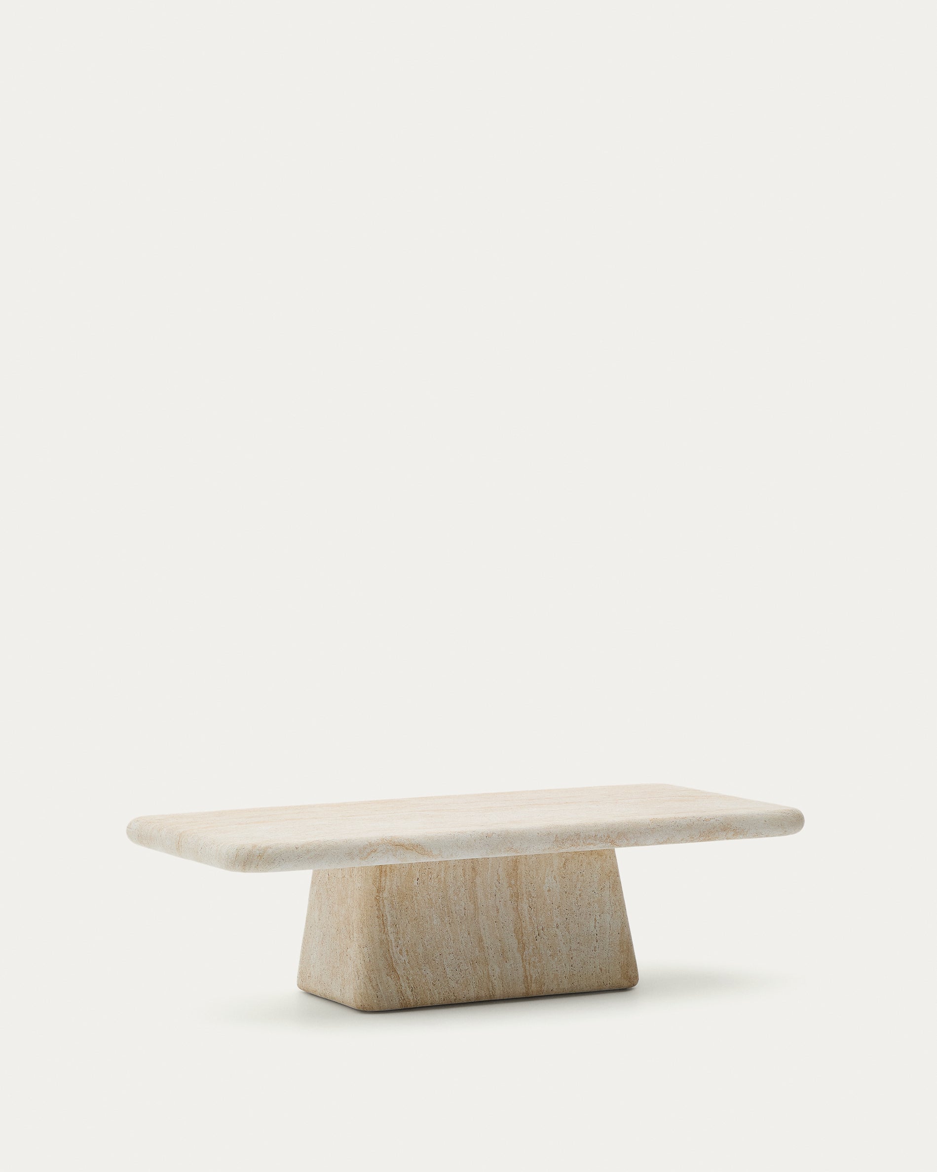 Drasi coffee table in cement with travertine-effect finish 140 x 70cm - Product View