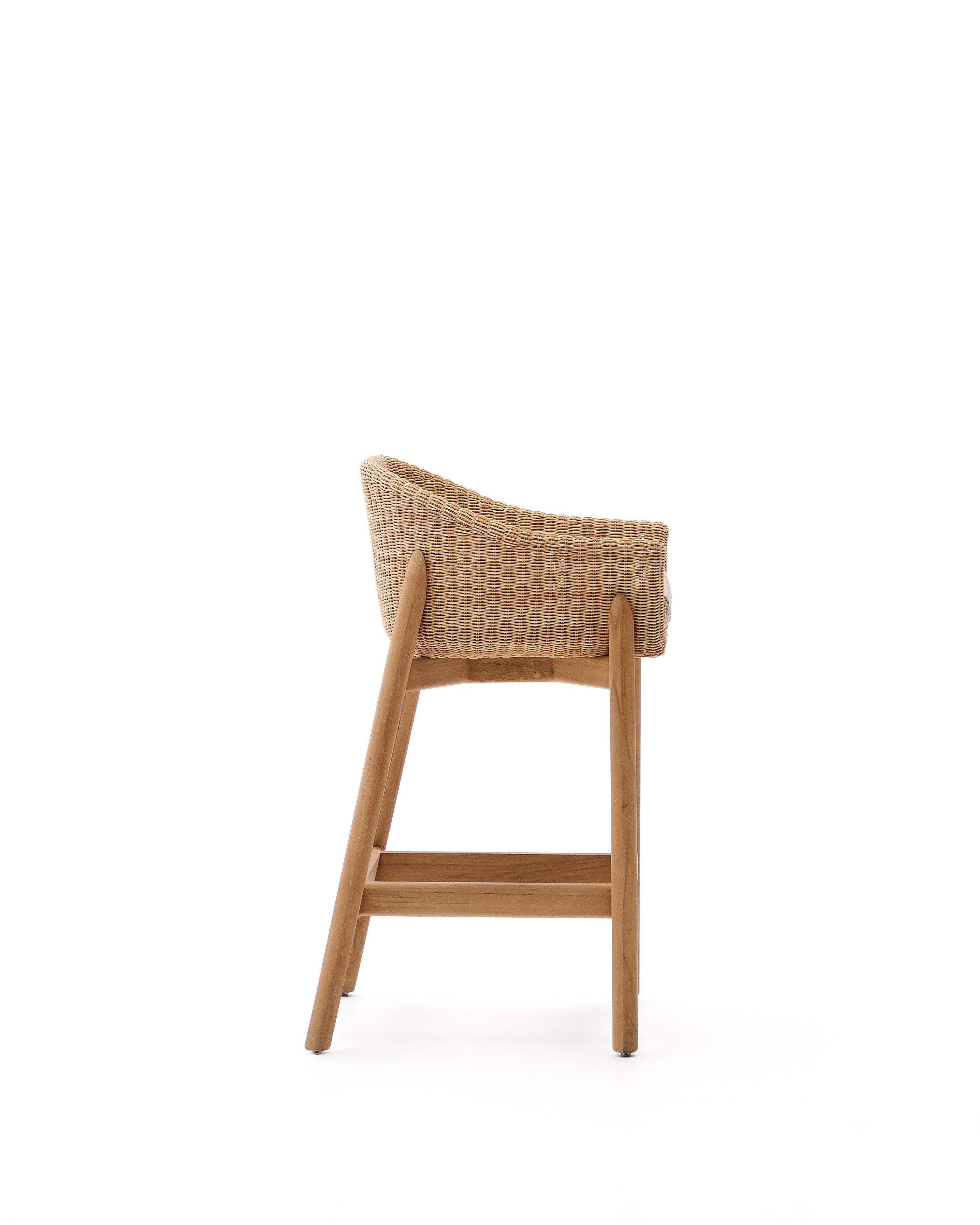 Galea stool in FSC 100% solid teak wood and synthetic rattan 75cm - Product Image