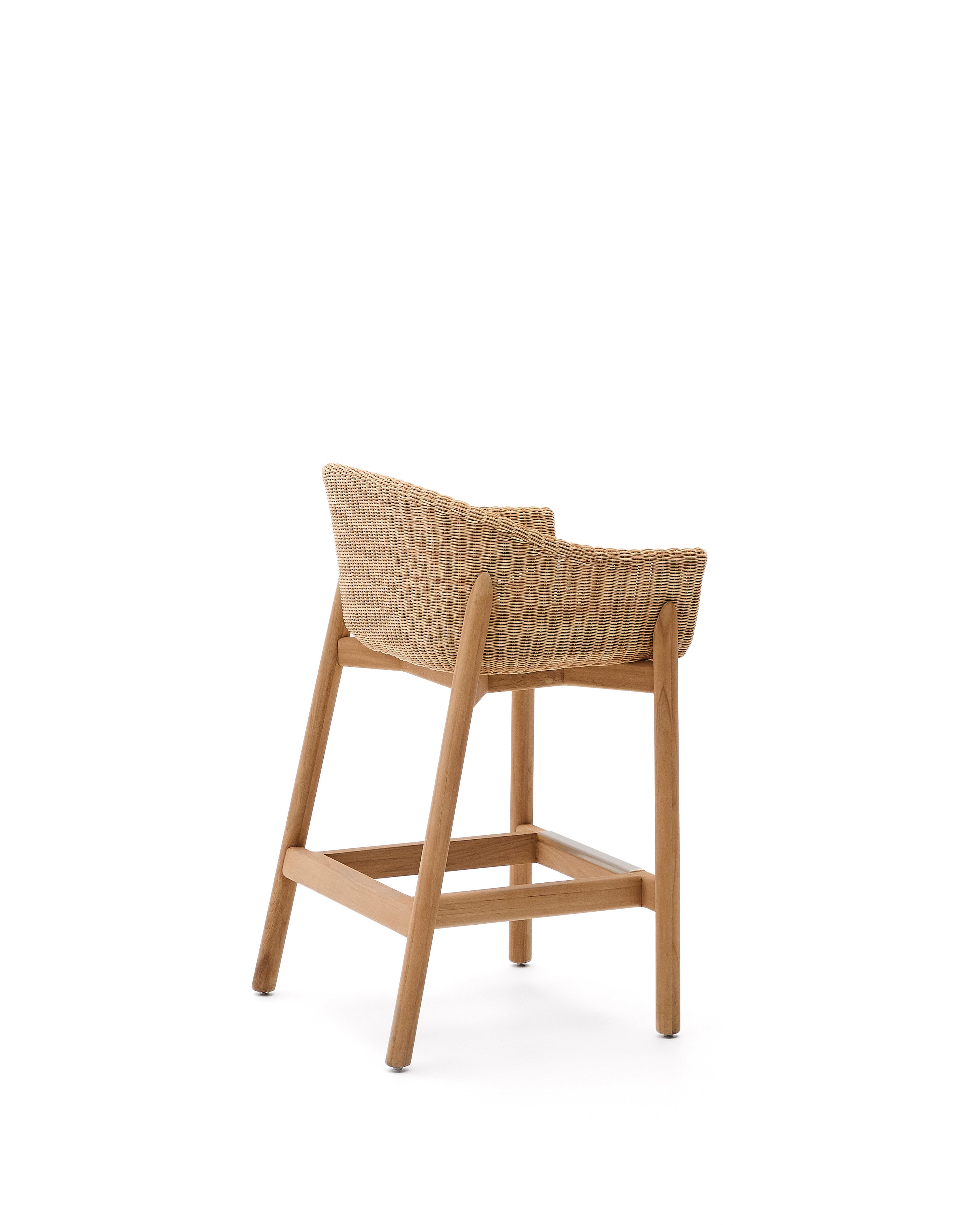 Galea stool in FSC 100% solid teak wood and synthetic rattan 75cm - Product Image