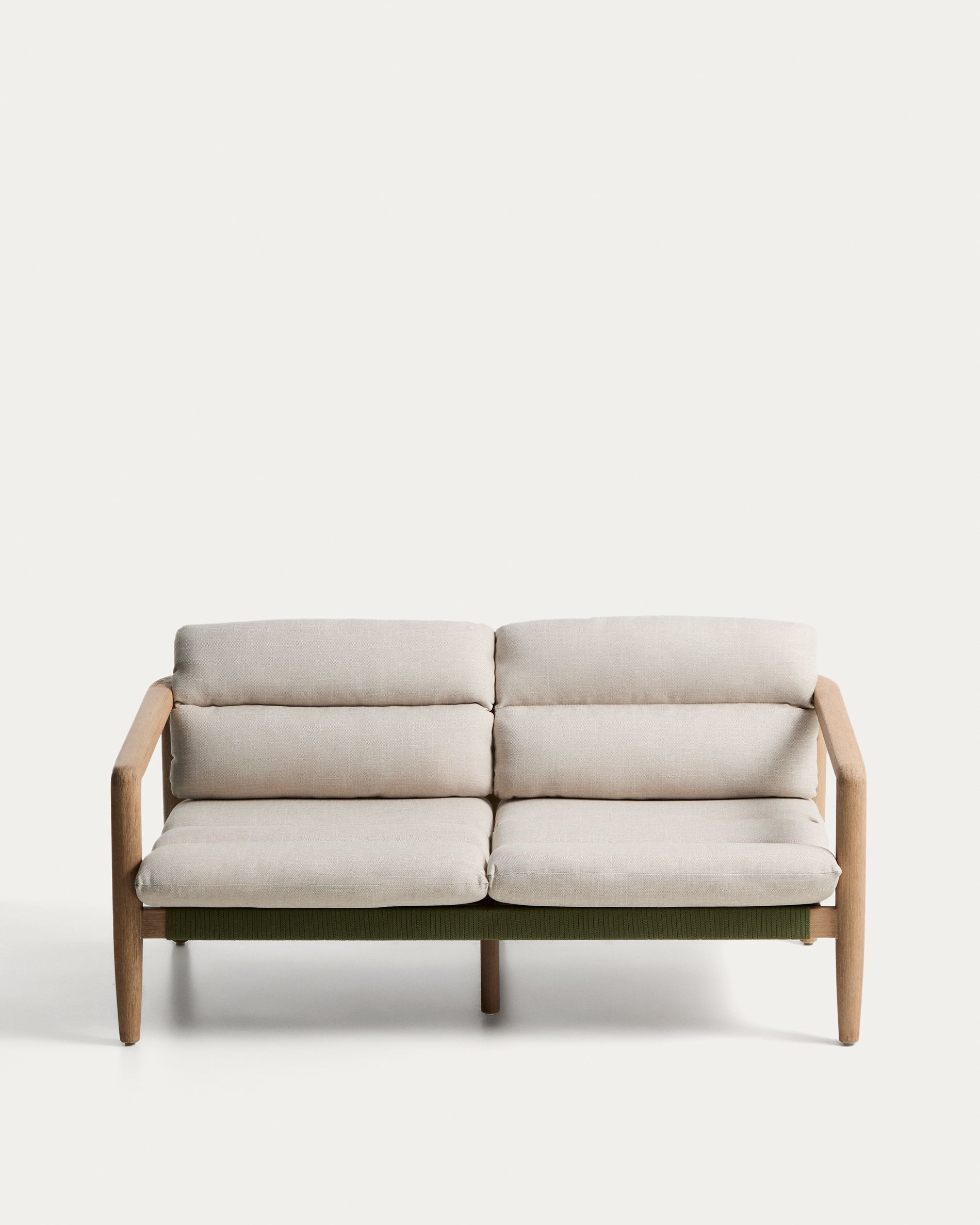 Menfi 2-seater sofa in solid acacia wood and green rope cord 136 cm FS