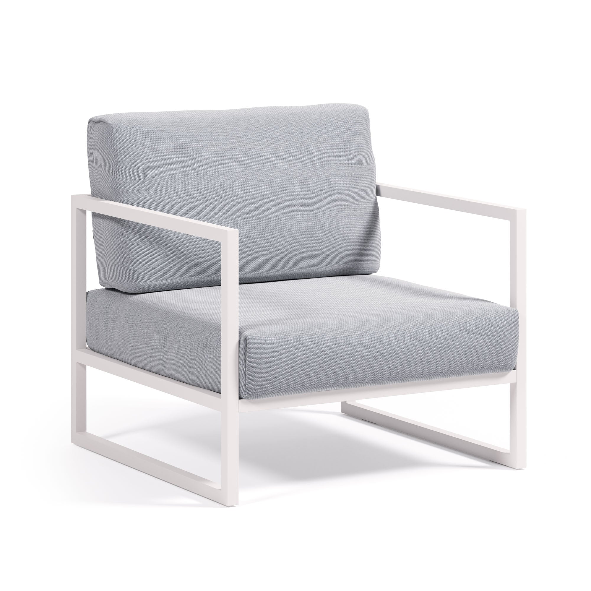 Comova 100% outdoor armchair in blue and white aluminium - Product Image
