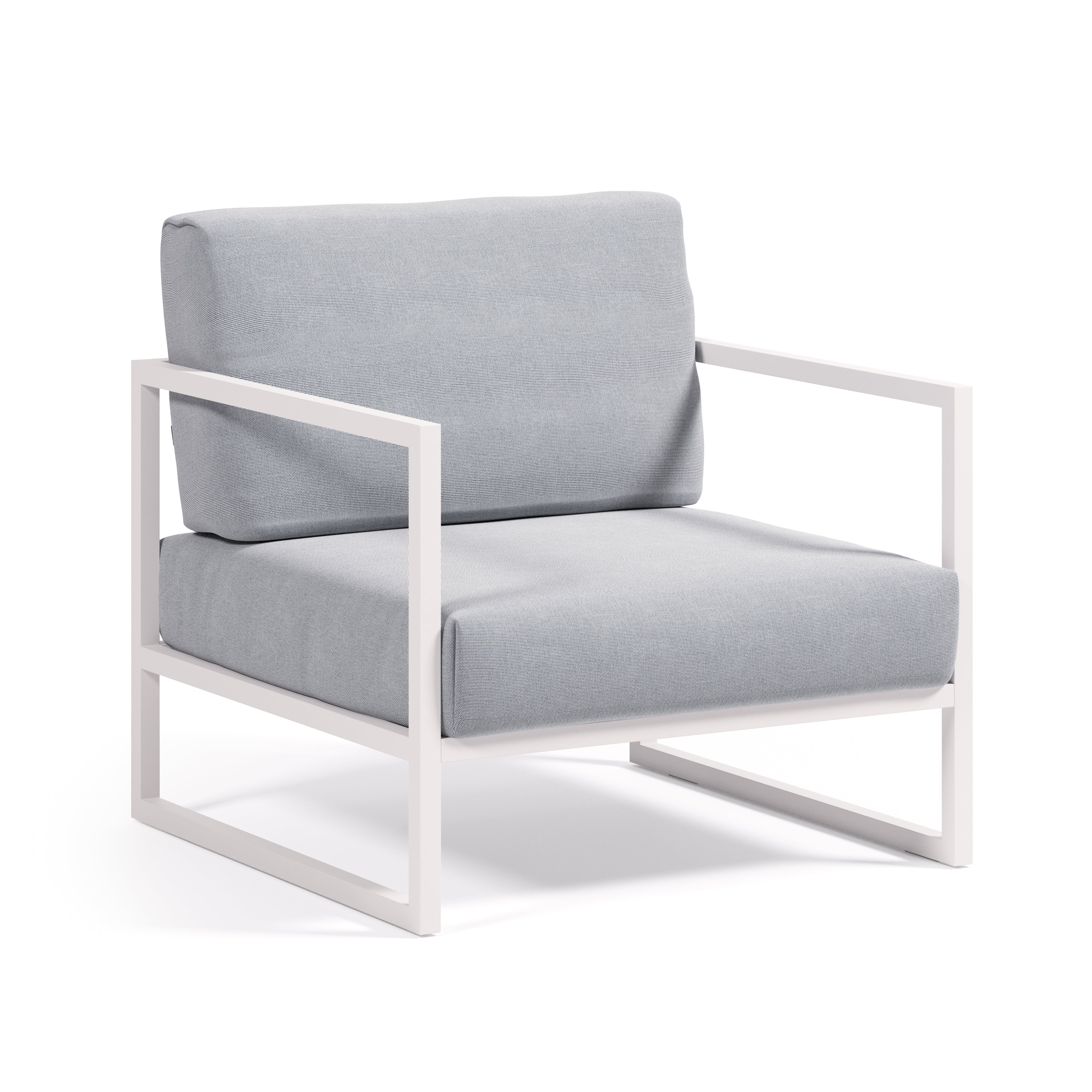 Comova 100% outdoor armchair in blue and white aluminium - Product Image