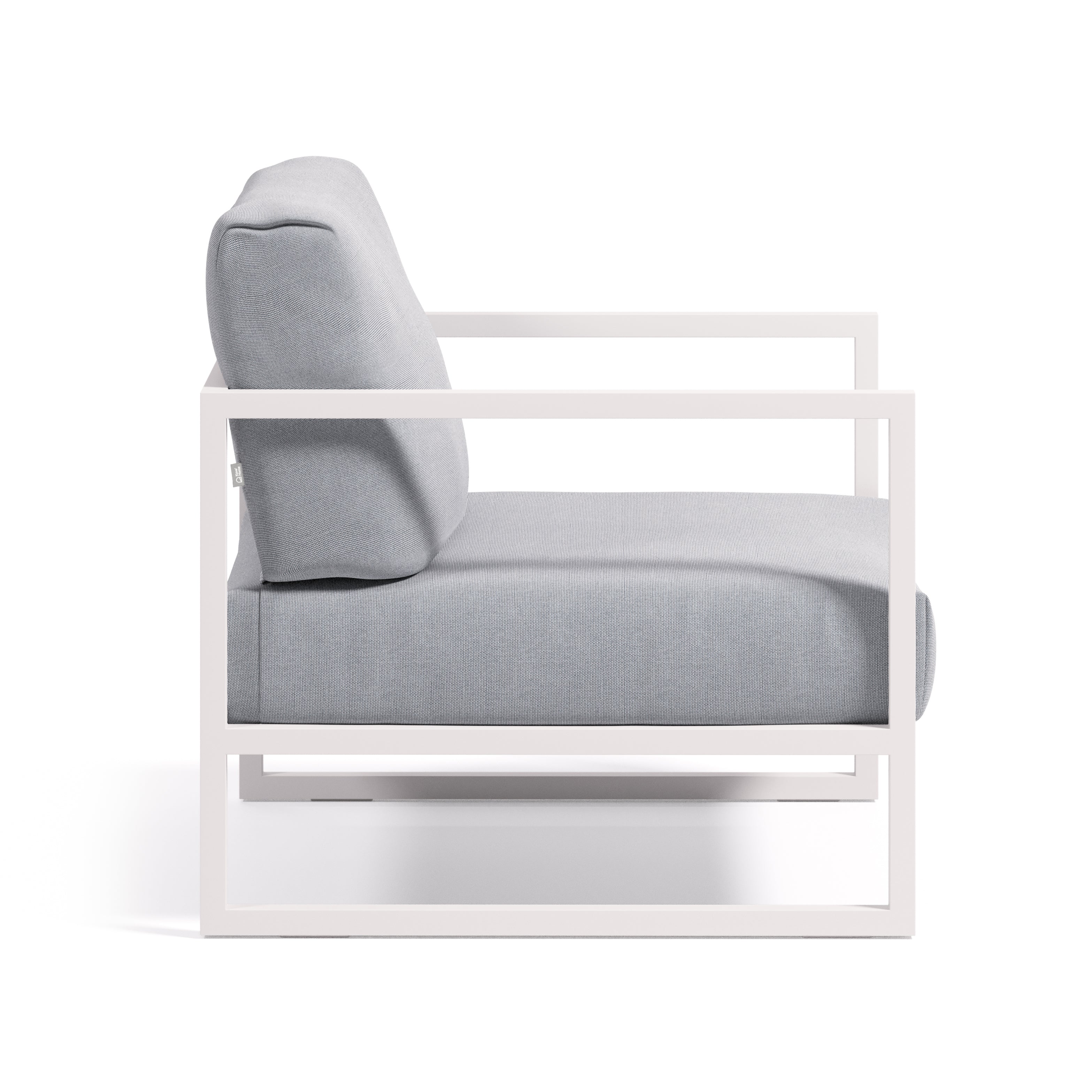 Comova 100% outdoor armchair in blue and white aluminium - Product Image