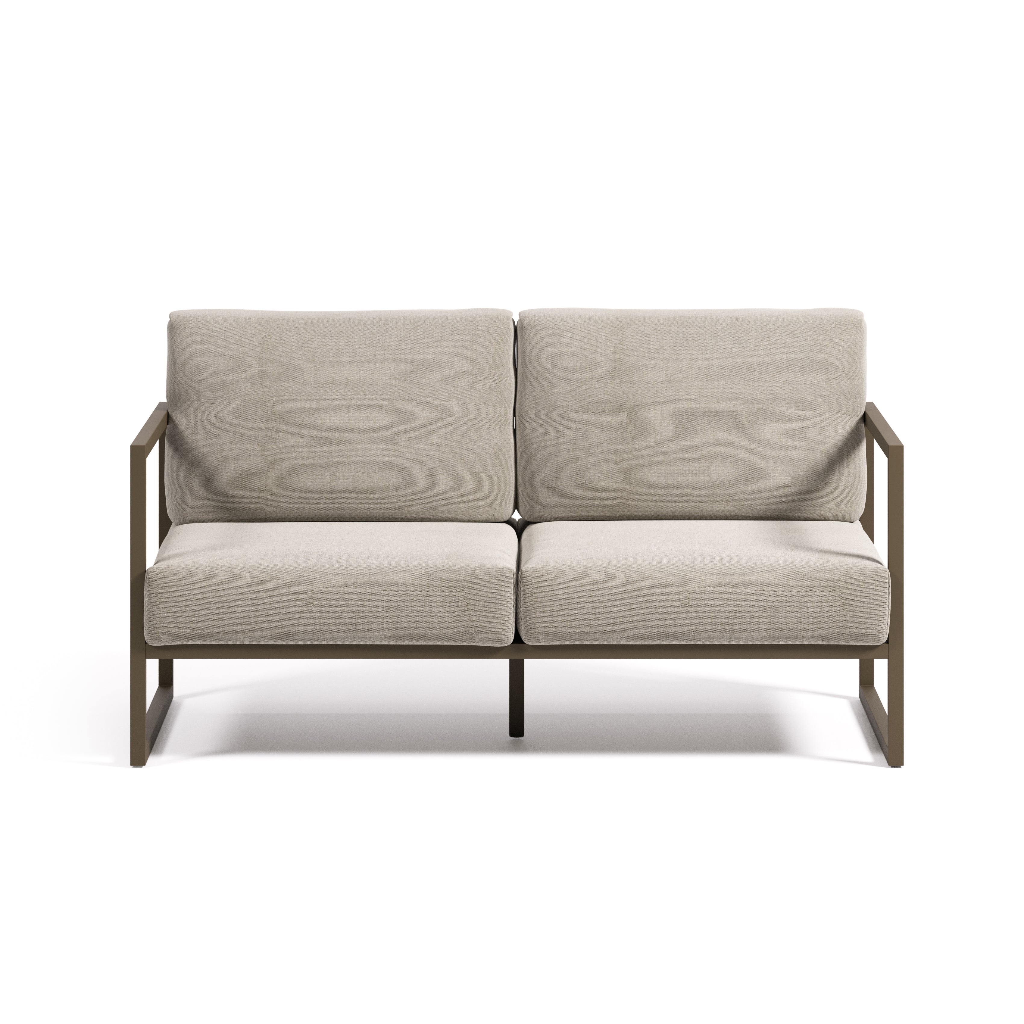 Comova 100% outdoor 2-seater sofa in light grey and green aluminium, 150 cm - Product Image