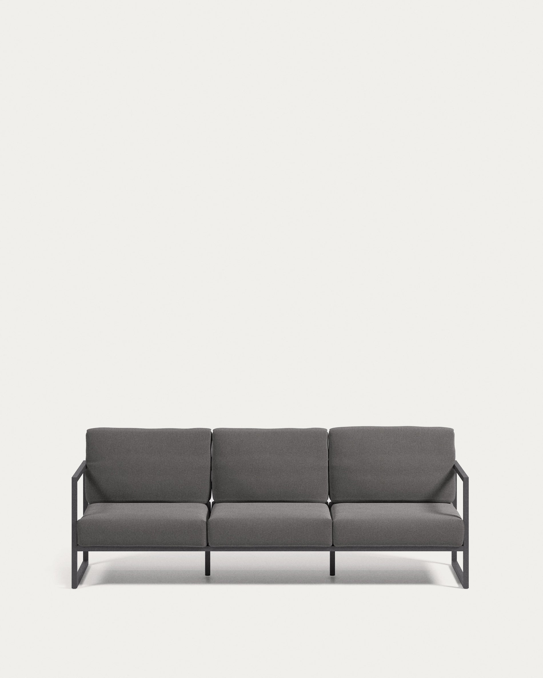 Comova 100% outdoor 3-seater sofa in dark grey and black aluminium, 222 cm - Product View