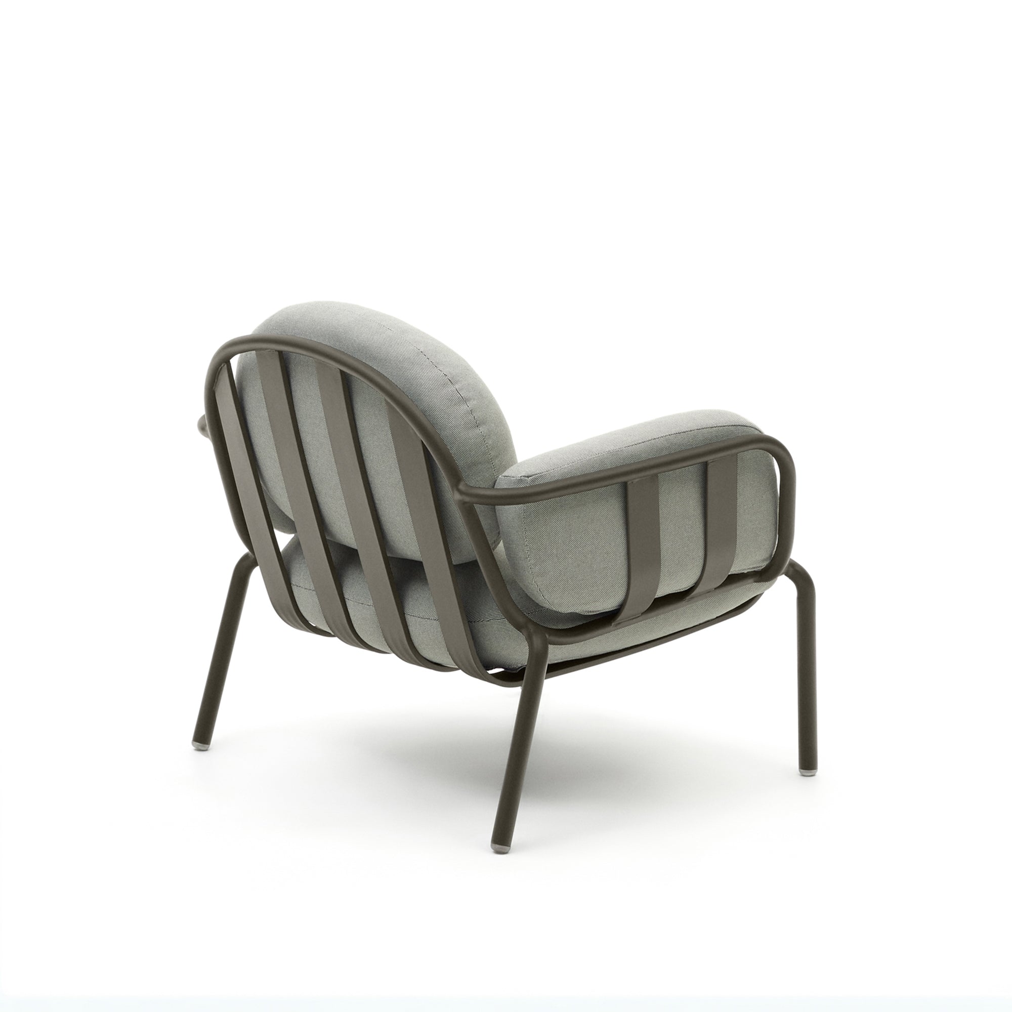 Joncols outdoor armchair with grey upholstery and aluminium with green painted finish - Product Image